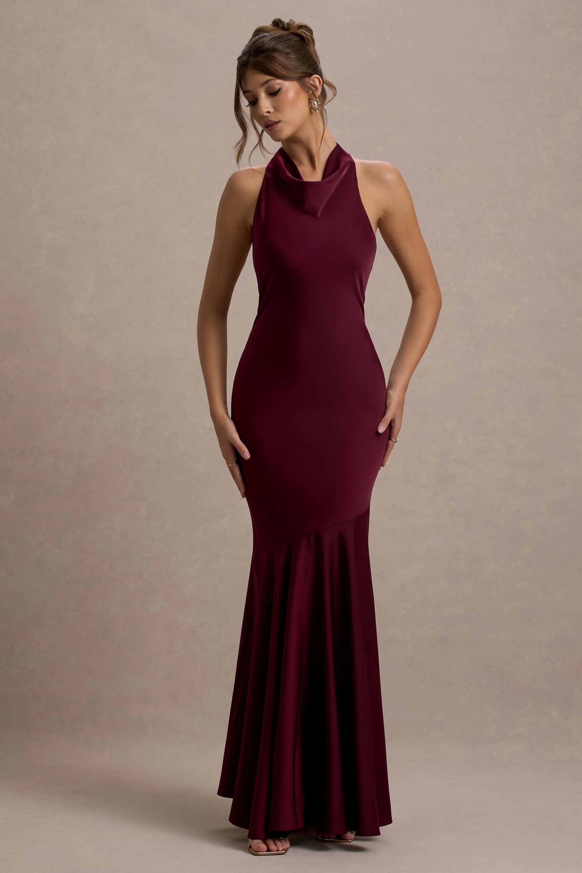 Amelita | Port Saten Kolları Sarkan Maxi Elbise