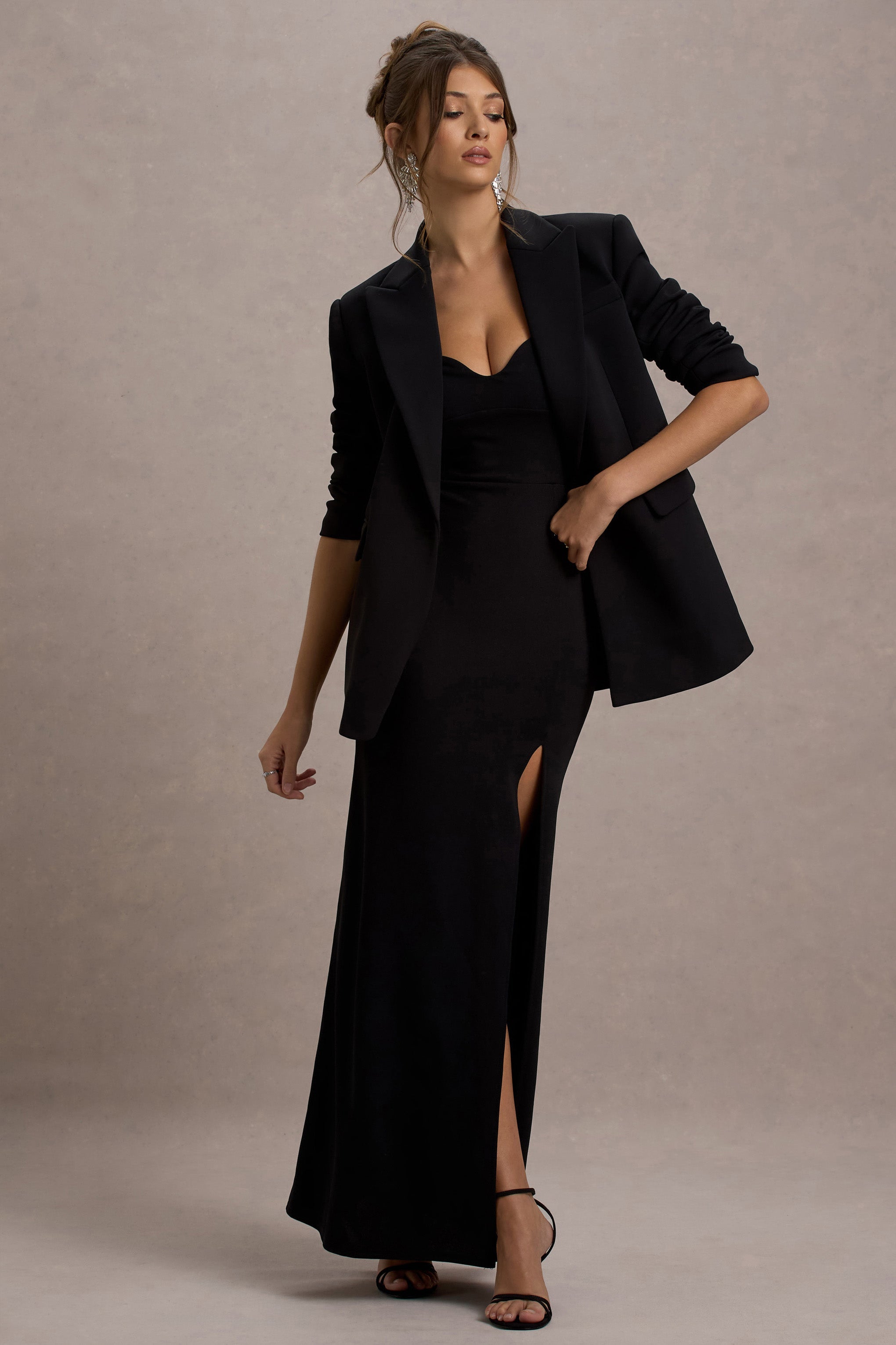 Şehir | Siyah Derin Yaka Boxy Oversized Blazer