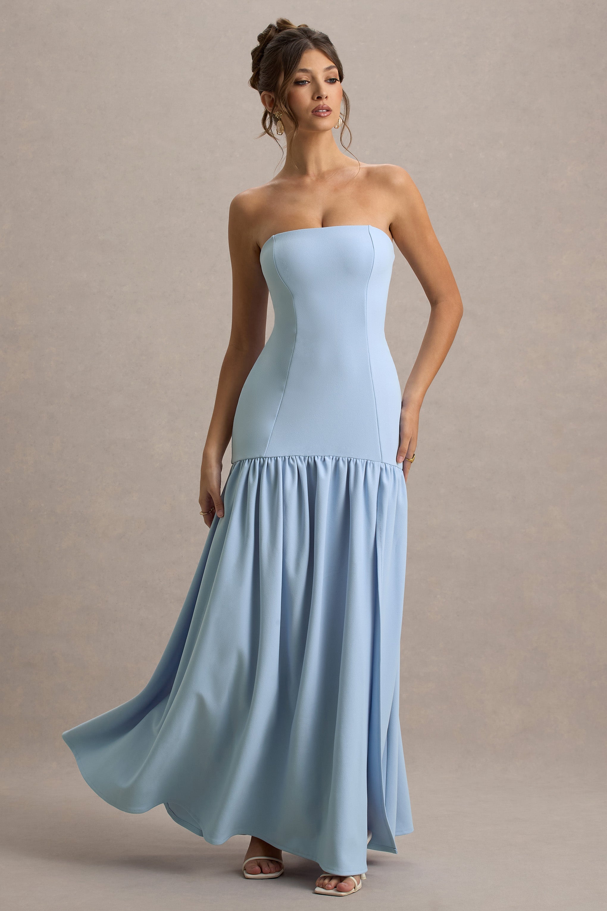 Penny | Toz Mavi Bandeau Düşük Bel Maxi Elbise