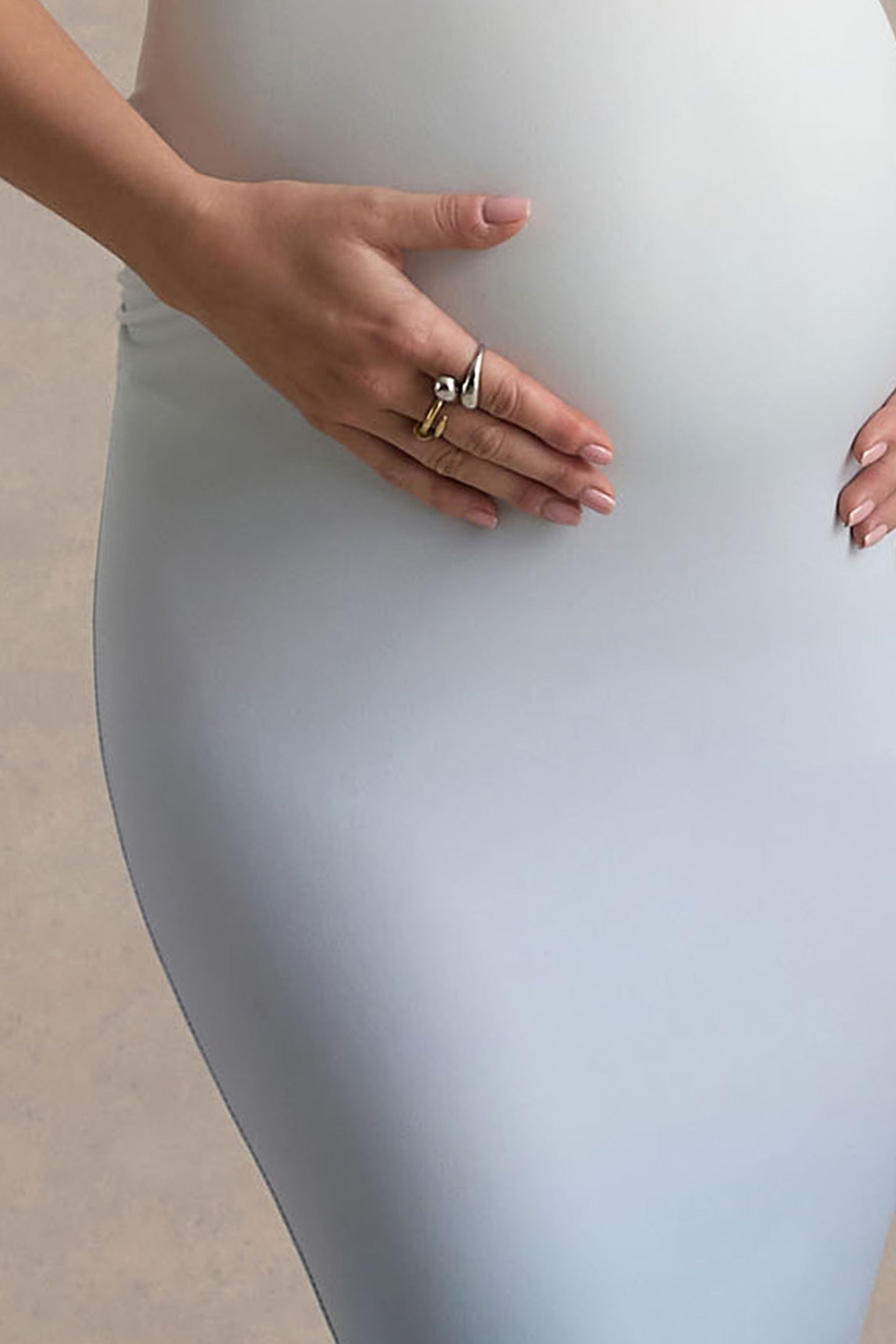 Sharnie | Mavi Ombre Askısız Hamile Maxi Elbise