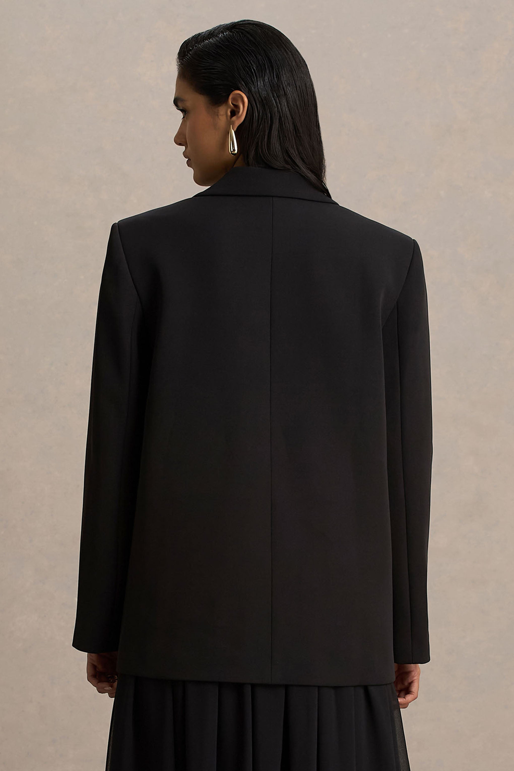 Katherine | Siyah Derin Yaka Kesim Blazer