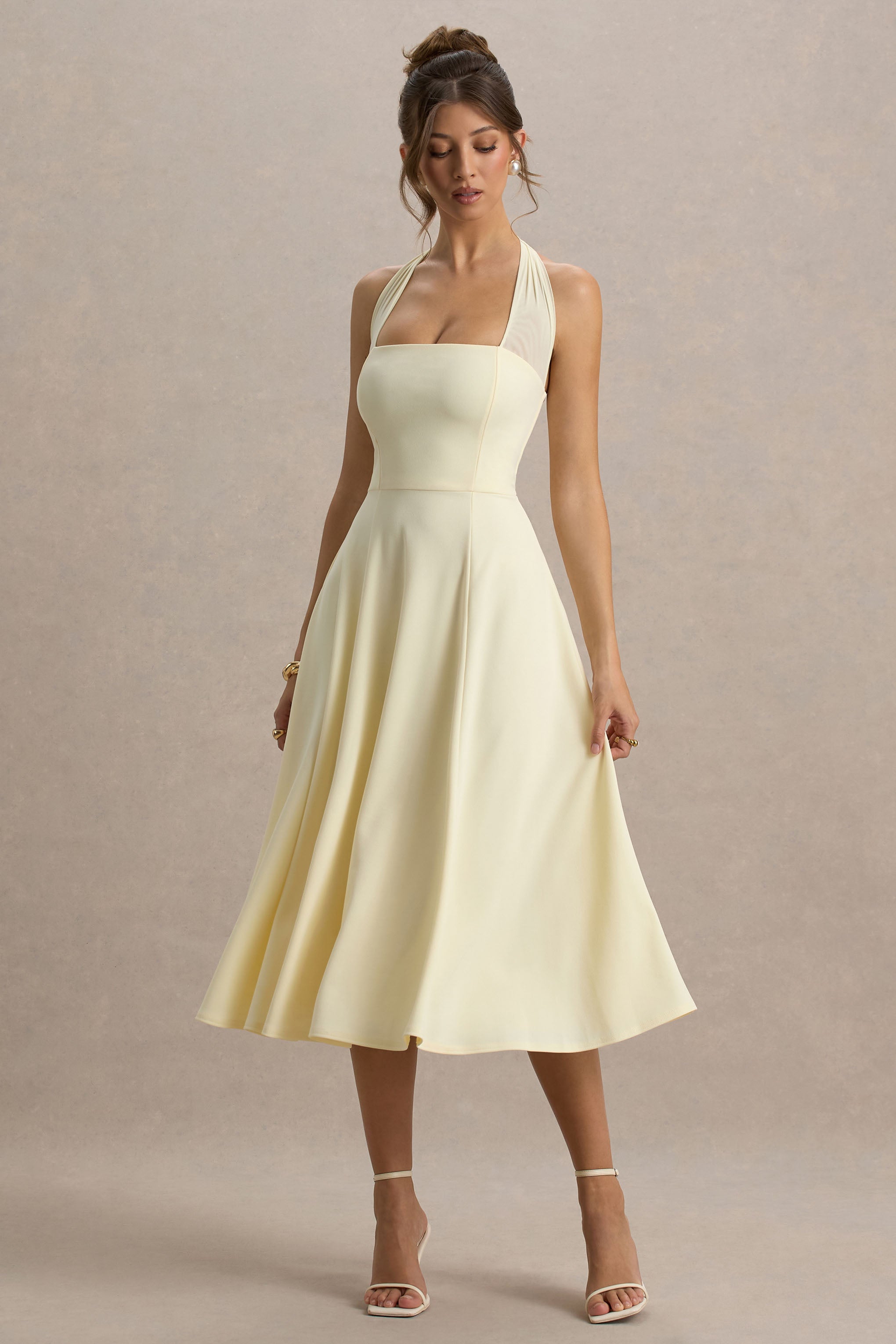 Auburn | Soluk Limon Halter Yaka Midi Elbise