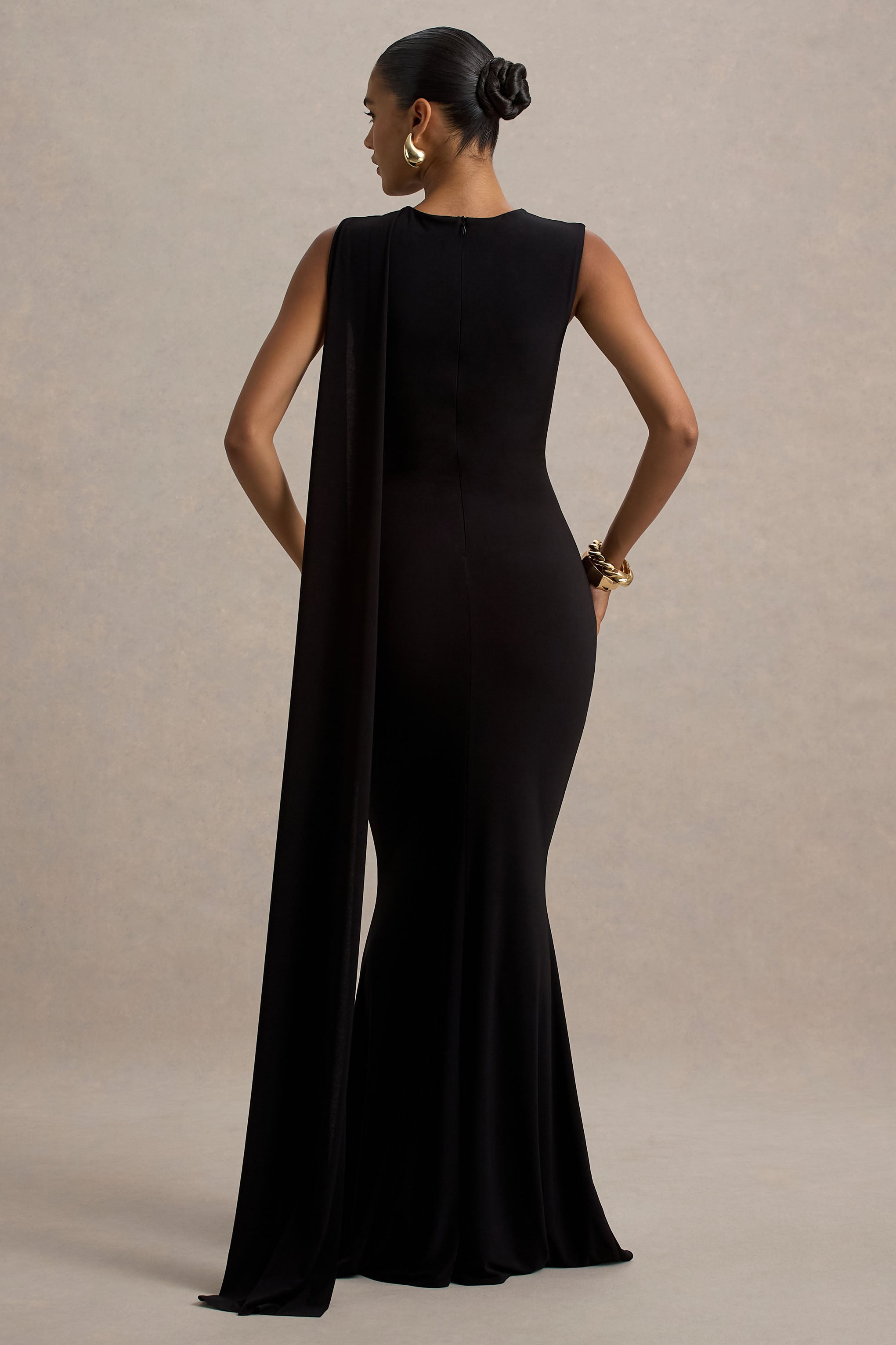 Mia | Siyah Sash Detaylı Maxi Elbise