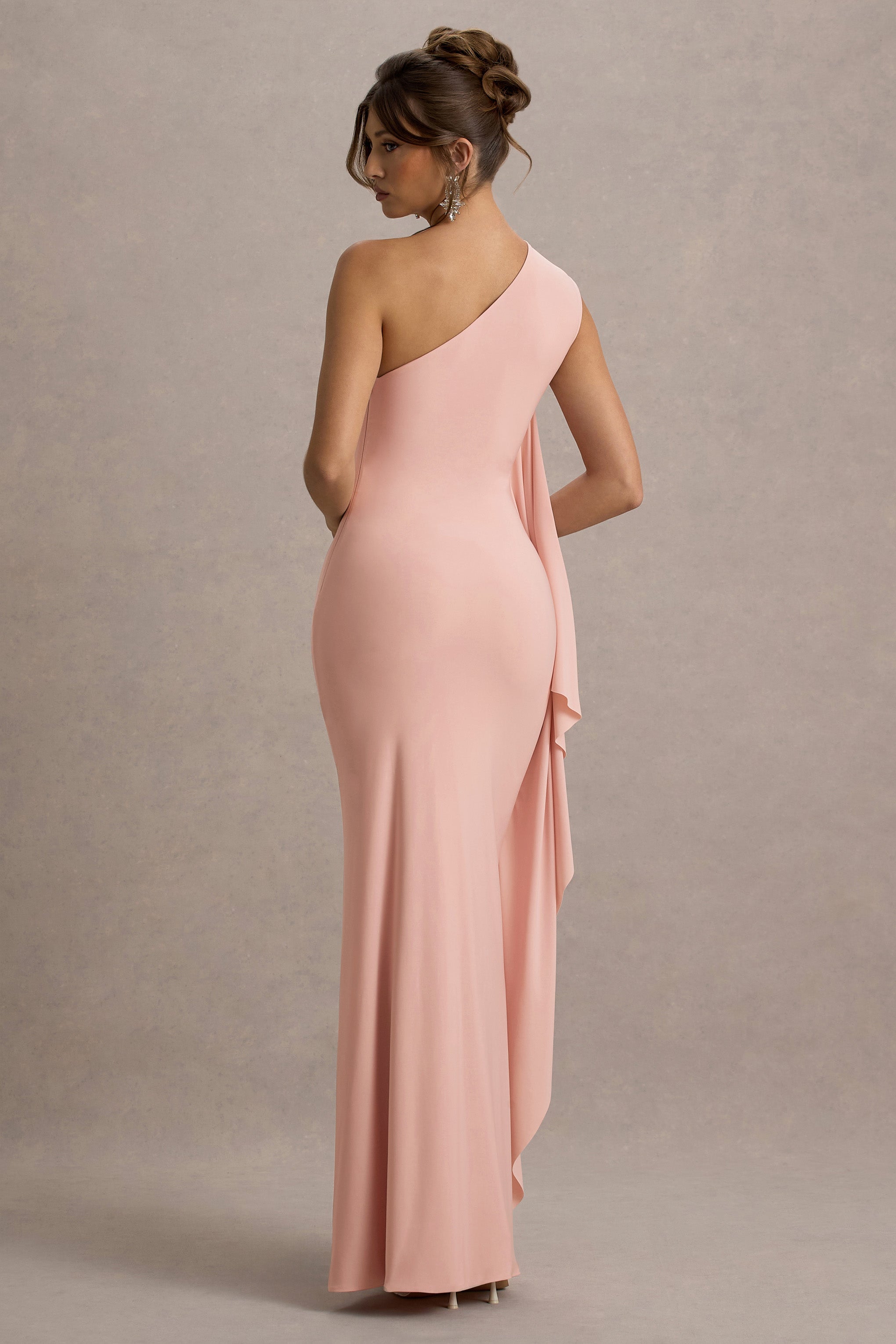 Adelina | Pembe Tek Omuzlu Maxi Elbise