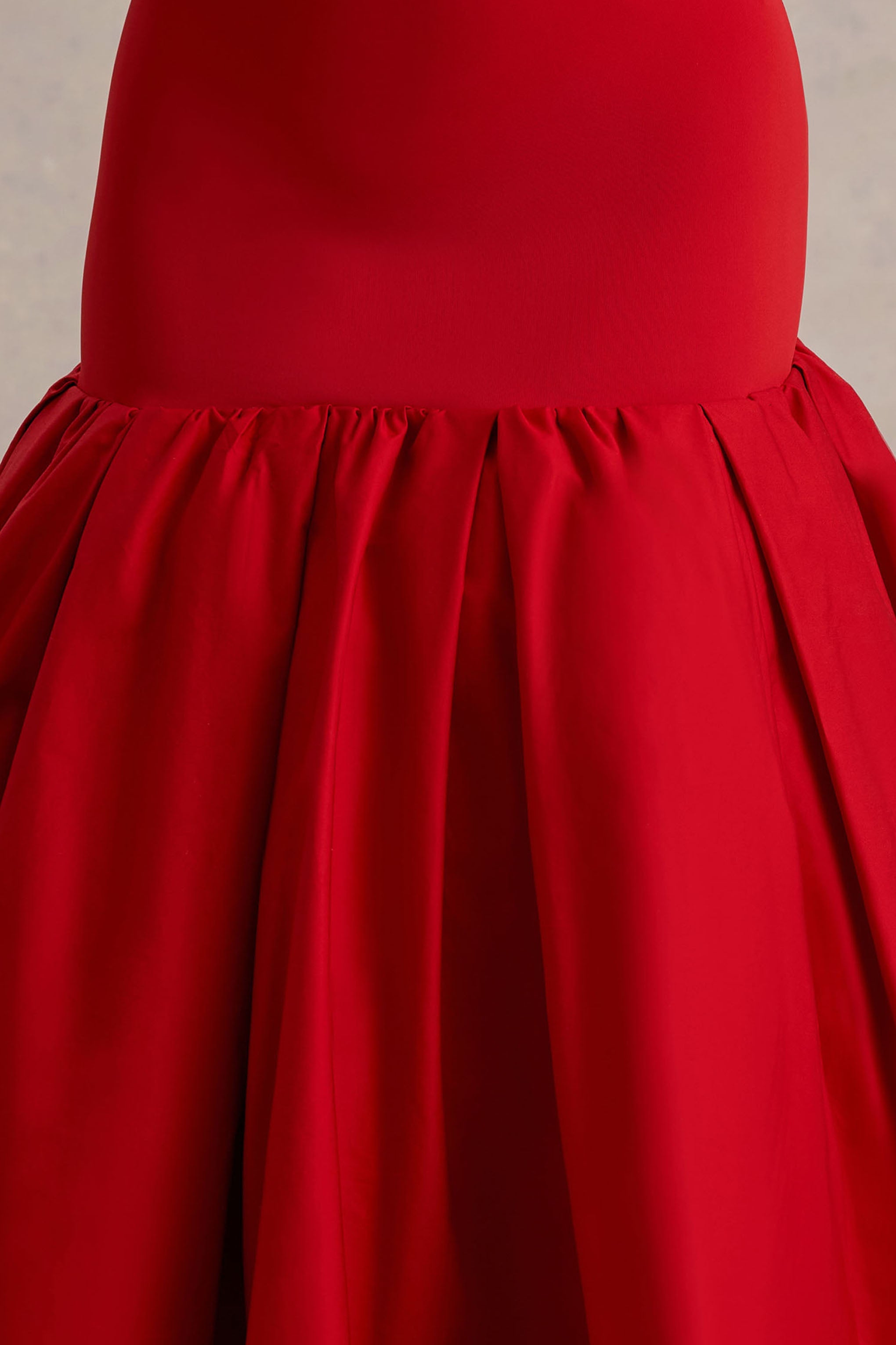 Parida | Peplum Etekli Kırmızı Poplin Midi Elbise