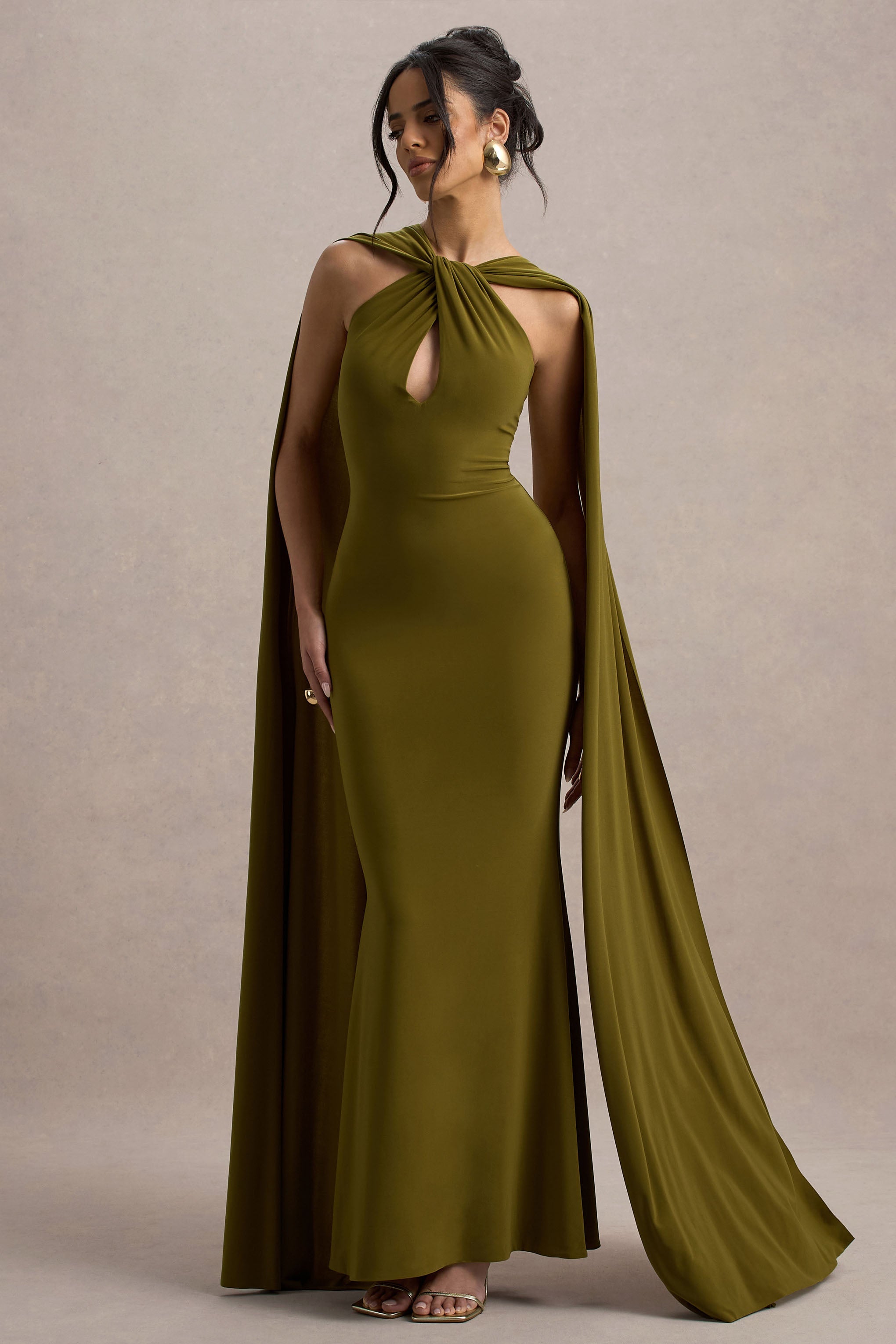 Rhoda | Yeşil Dönüş Halter Yaka Maxi Elbise