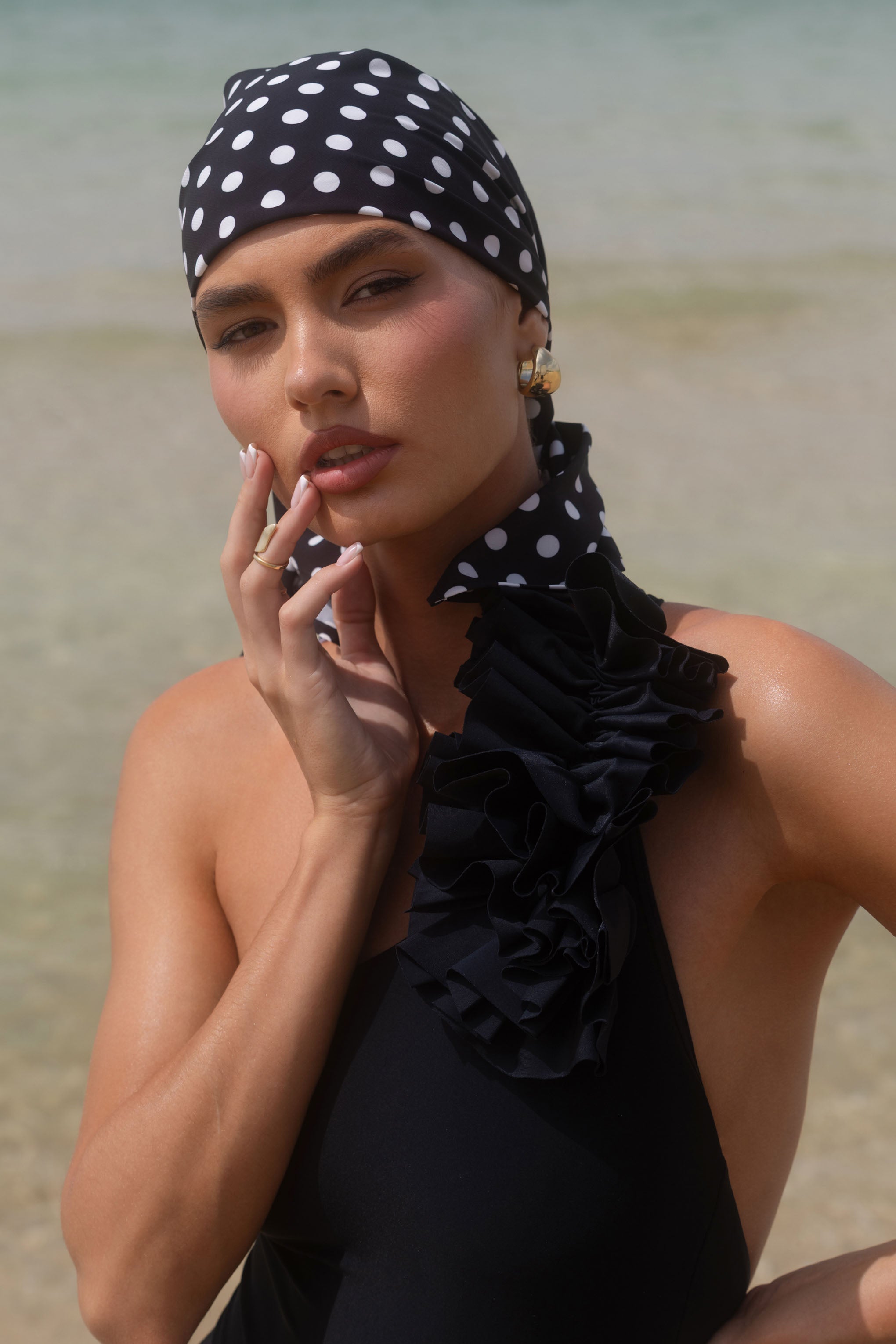 Alara | Siyah Puantiye Şifon Şal