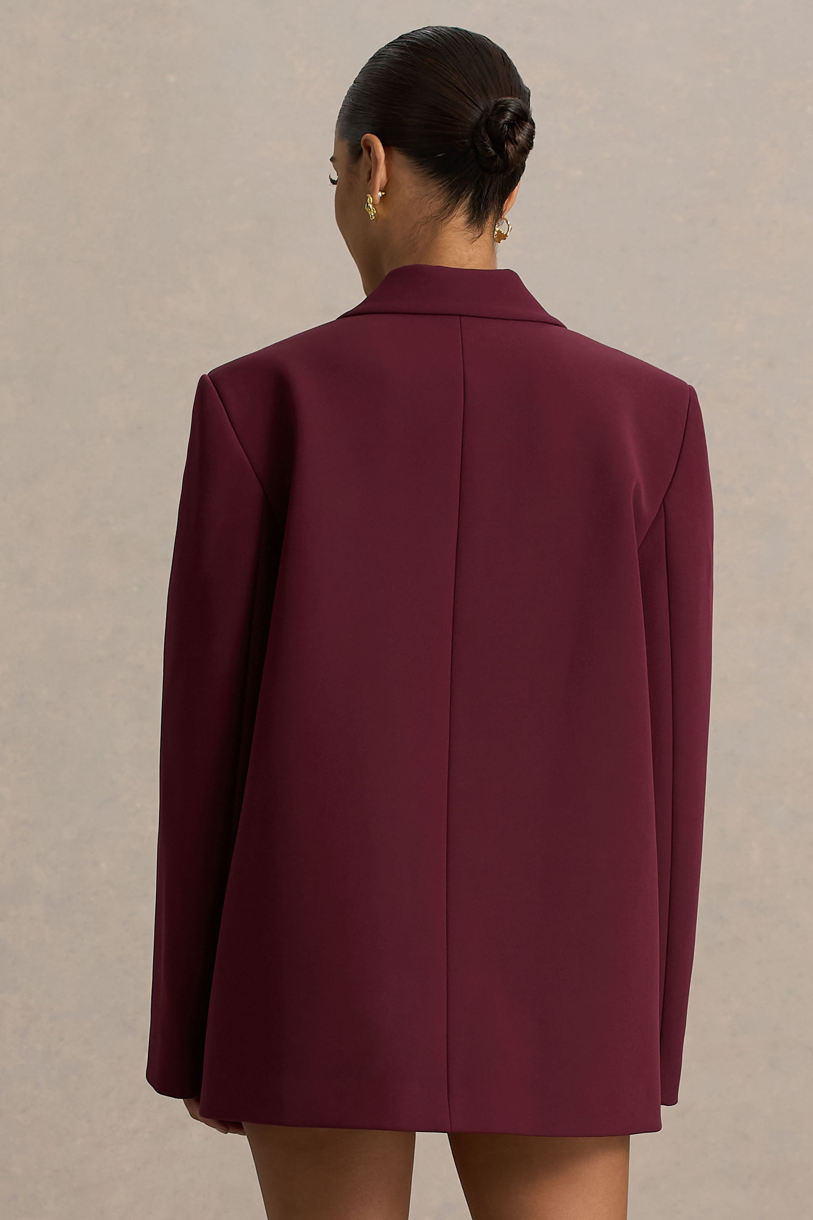 Katherine | Bordo Derin Yaka Klasik Blazer