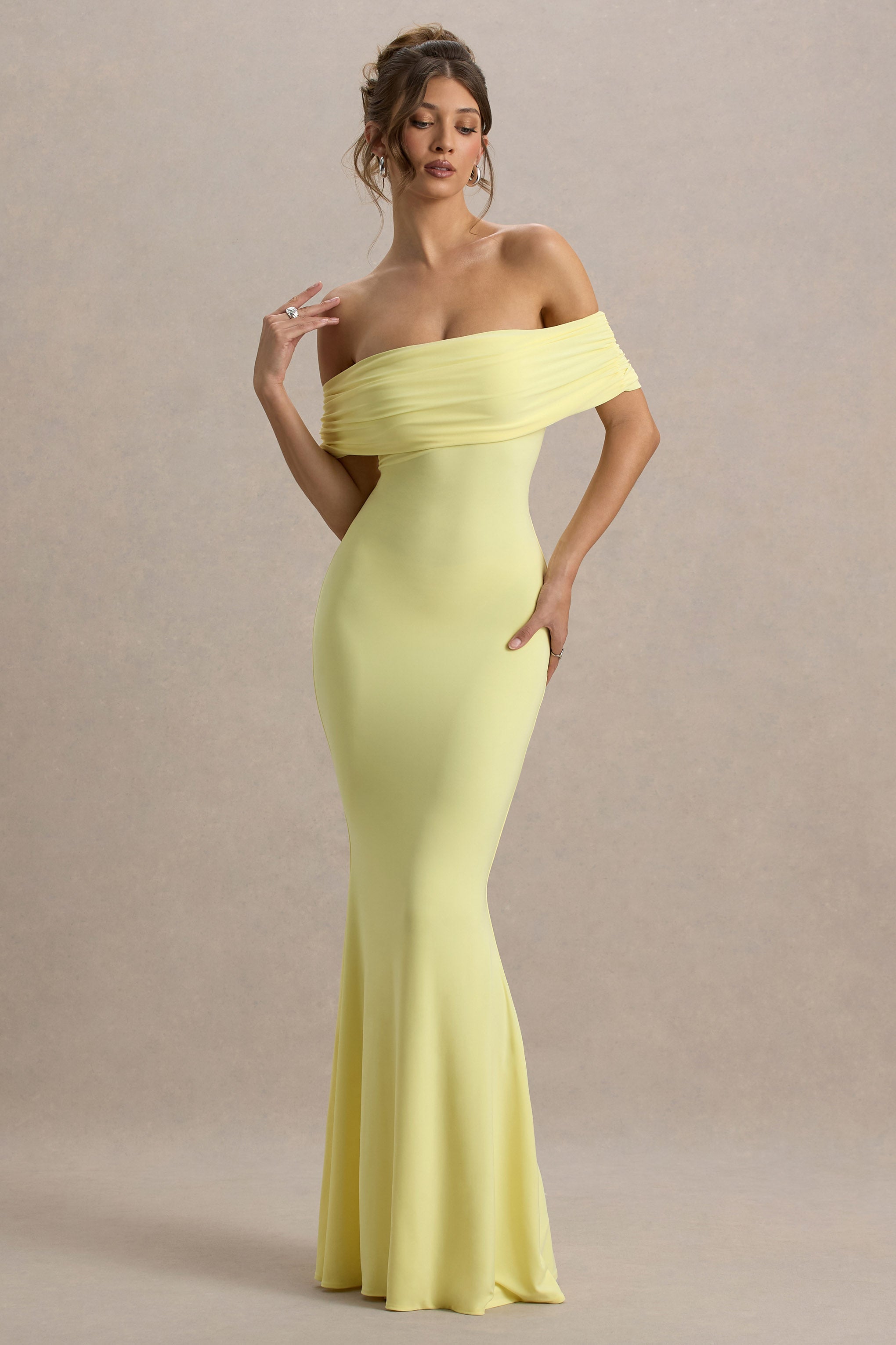 Cloe | Sarı Bardot Maxi Elbise