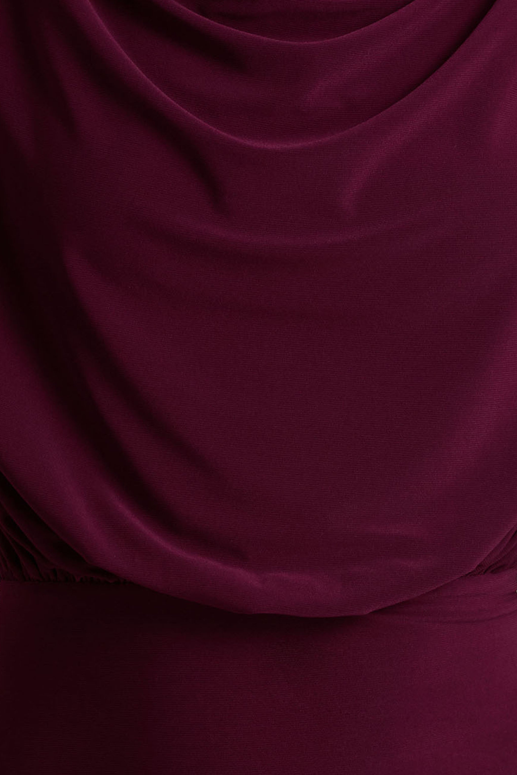 Hermia | Bordo Yüksek Yaka Midi Elbise