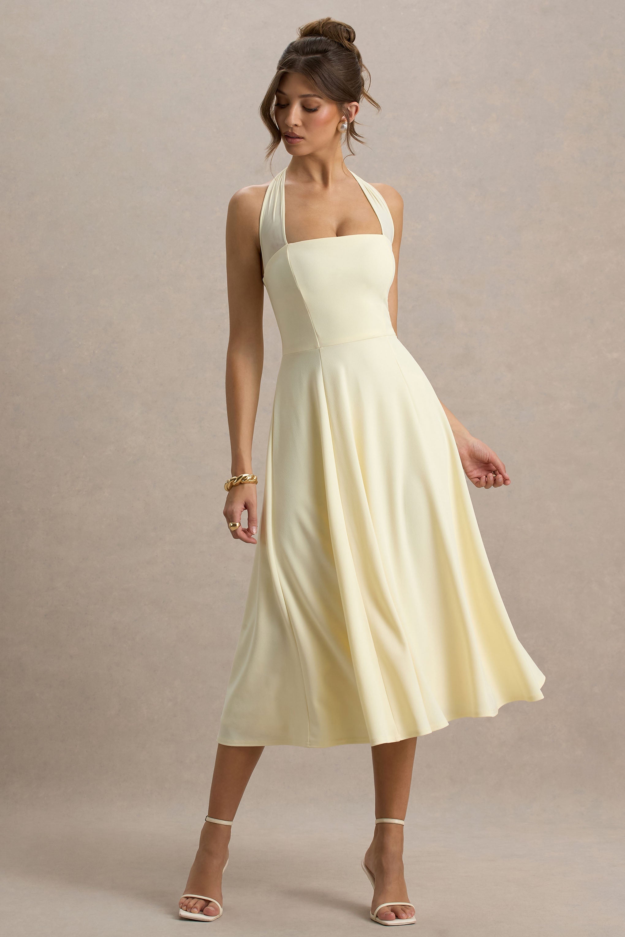 Auburn | Soluk Limon Halter Yaka Midi Elbise