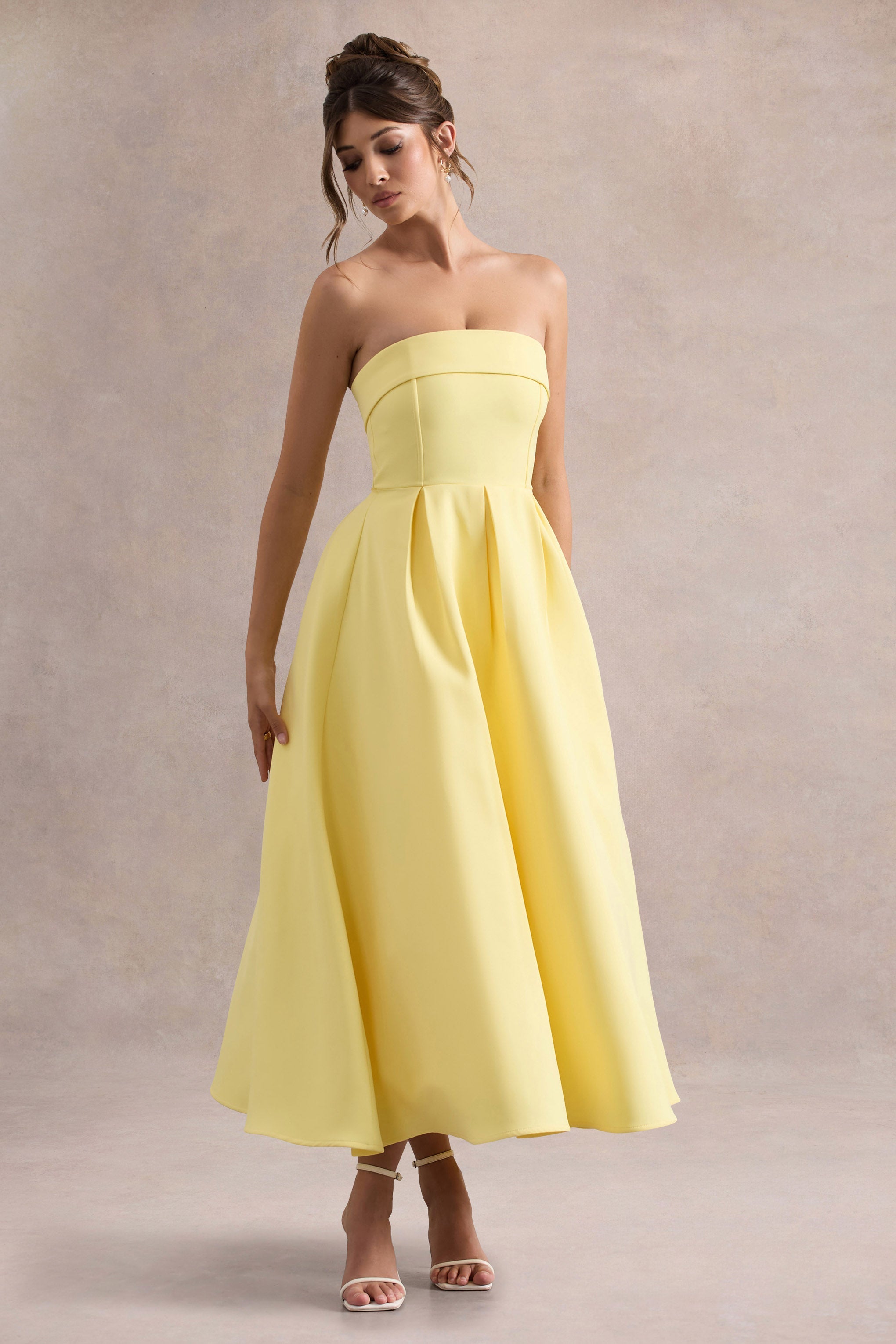 Annalise | Limon Renkli Bandeau Midi Elbise