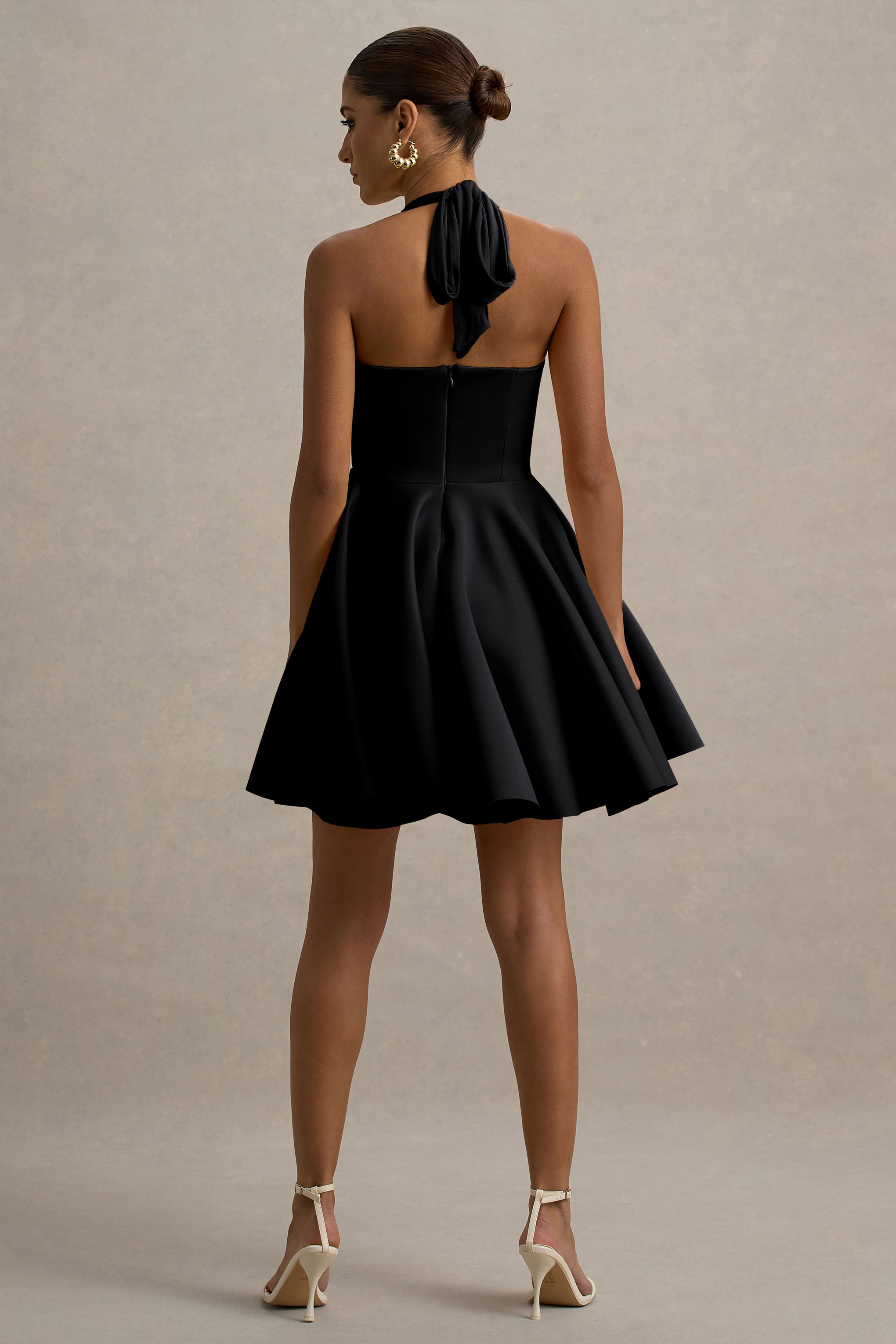 Peggy | Siyah Halter Yaka Mini Elbise