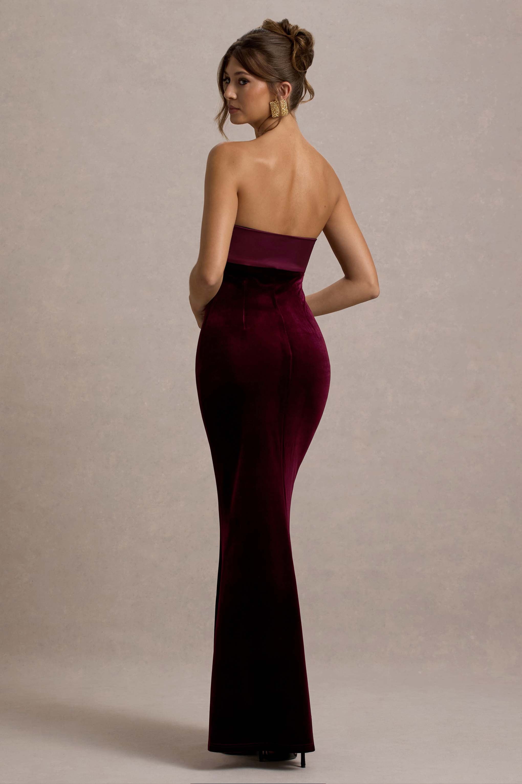 Ambrosi | Port Kadife Bandeau Maxi Elbise