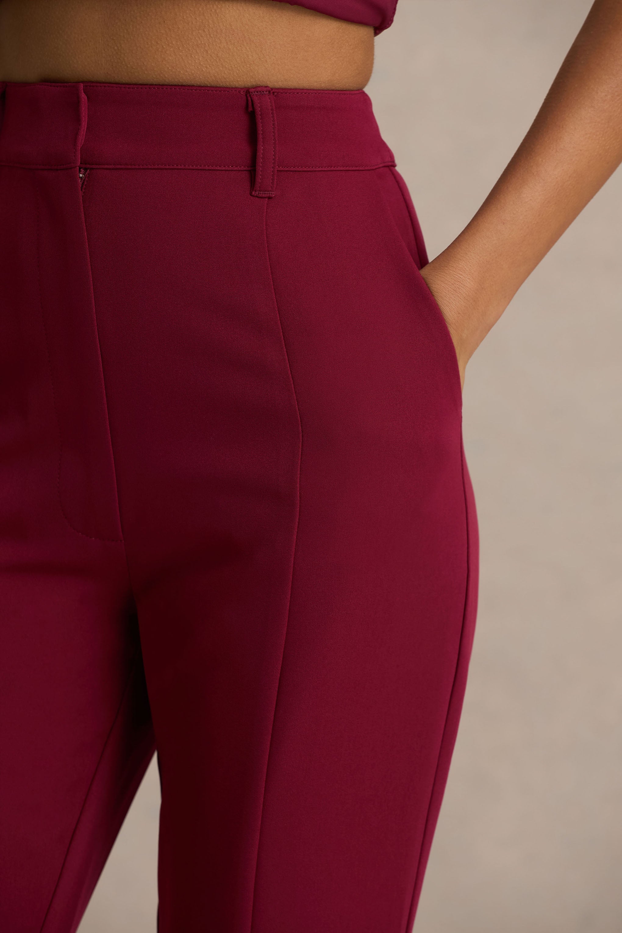 Carina | Bordo Geniş Paça Terzi Pantolonu