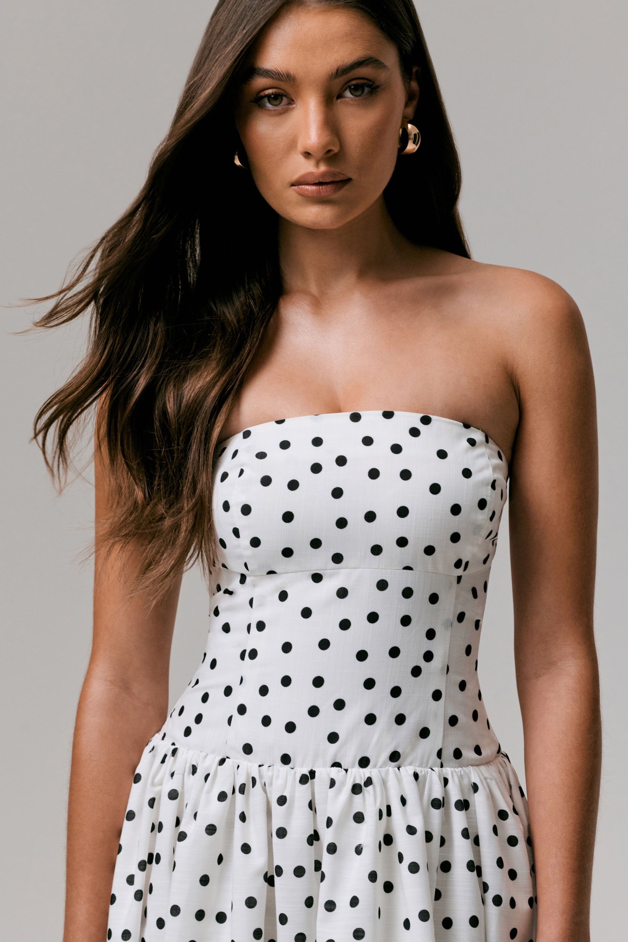 Triumph | Puantiye Desenli Bandeau Midi Elbise