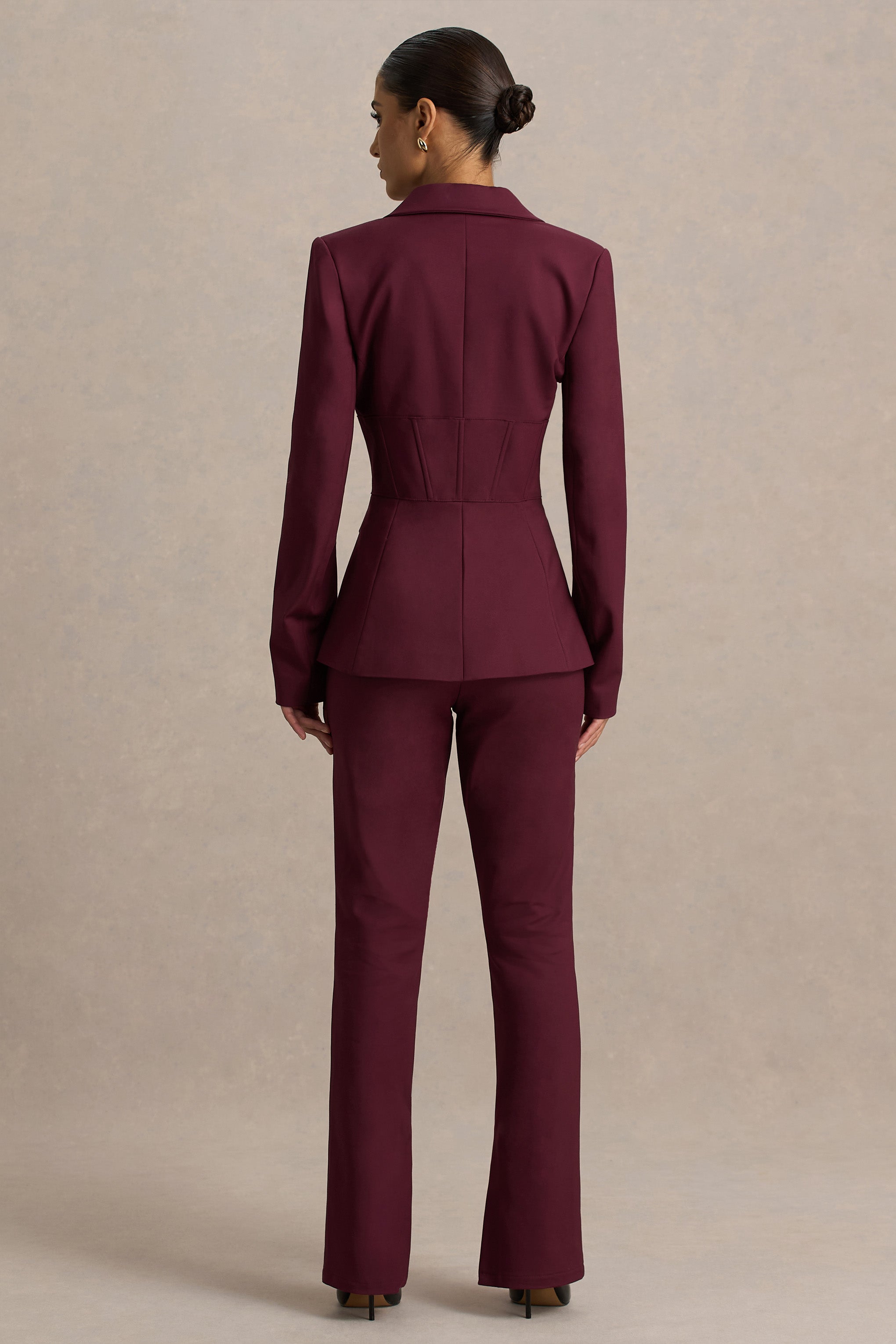 Yenilmez | Bordo Fitted Korse Blazer Ceket