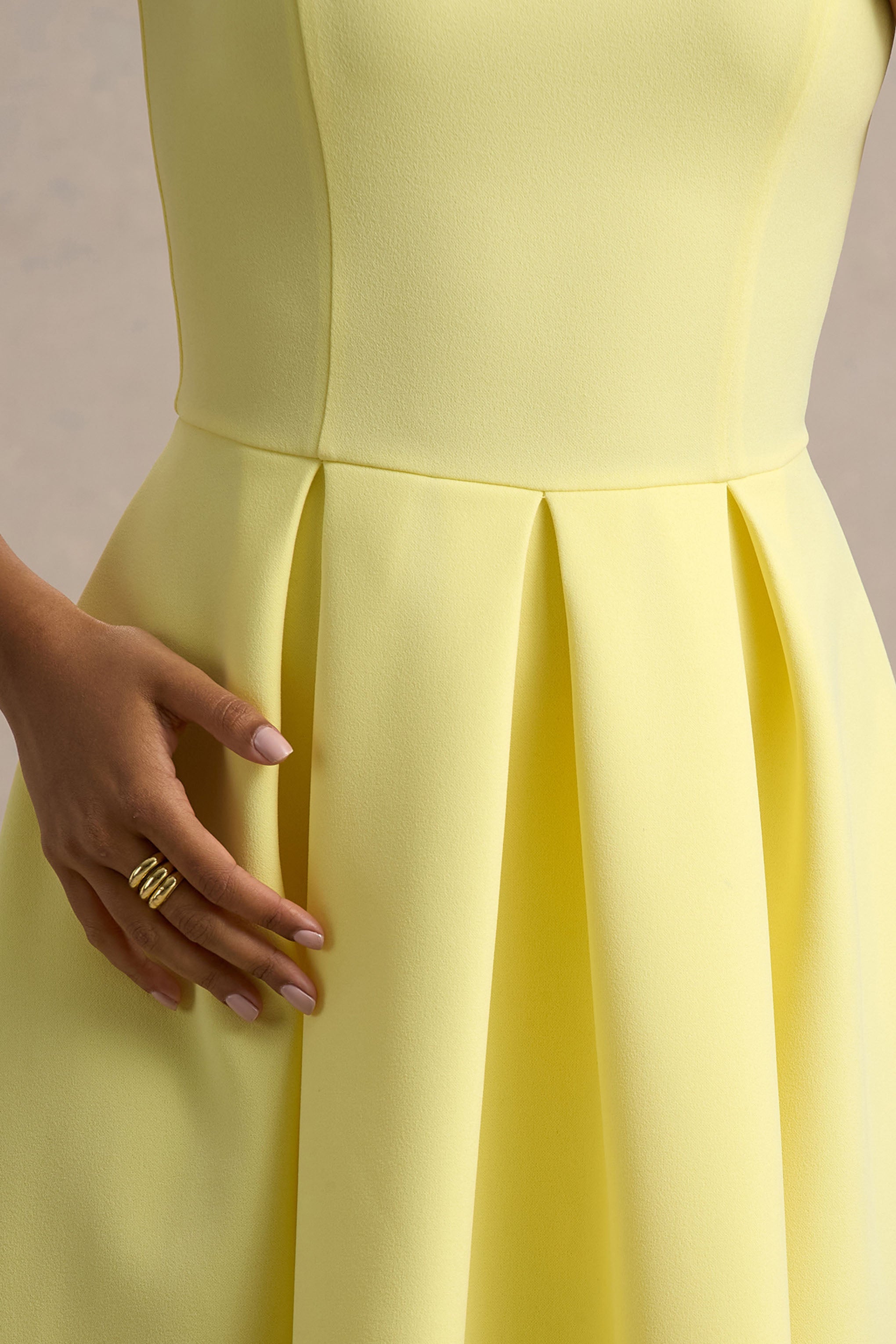 Bambina | Limon Scoop-Yaka Plise Maxi Elbise