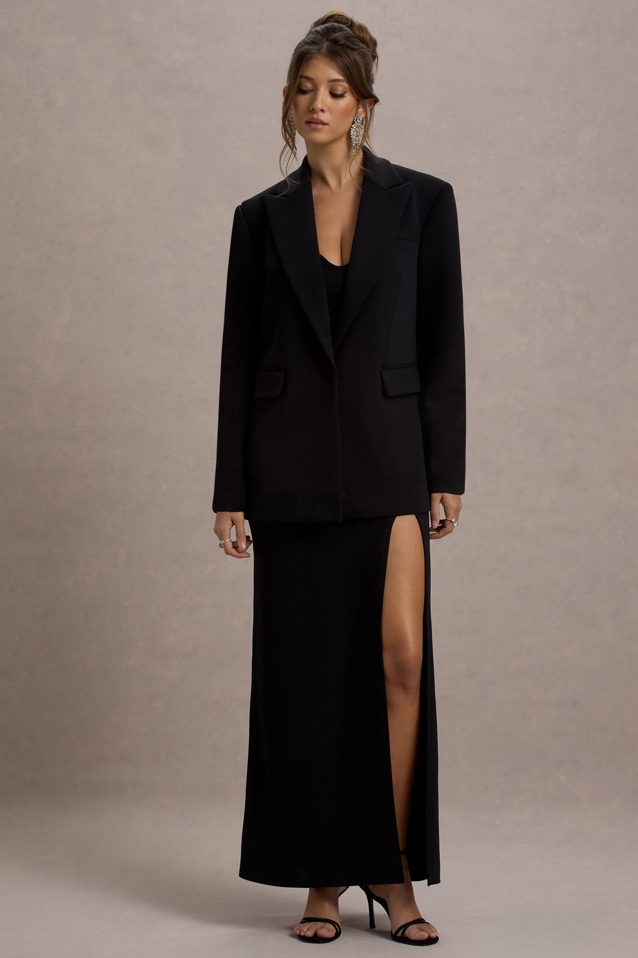 Şehir | Siyah Derin Yaka Boxy Oversized Blazer
