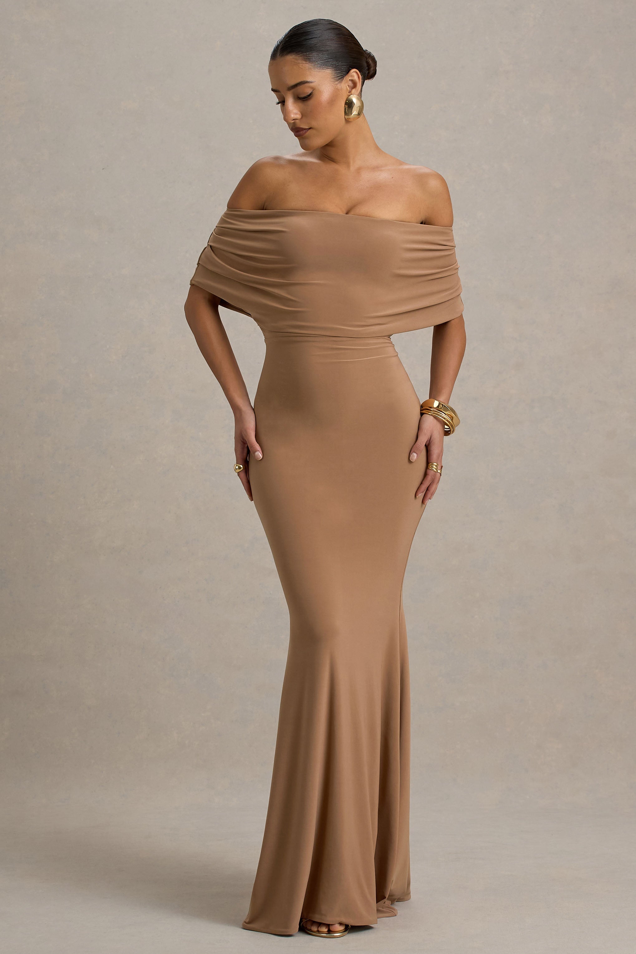 Bowden | Mocha Bardot Maxi Elbise