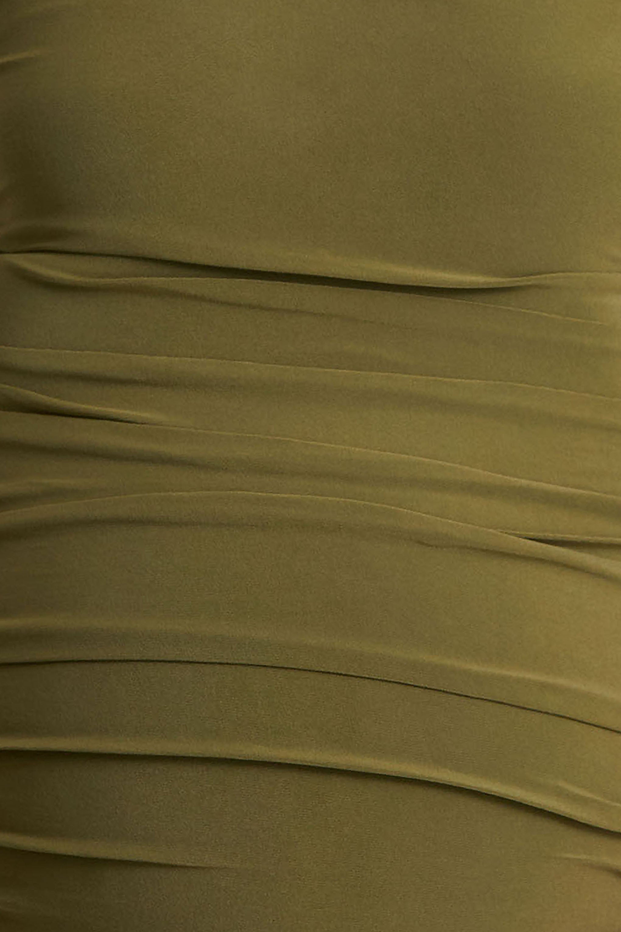 Lizbon | Zeytin Rengi Hamile Kare Yaka Dökümlü Midi Elbise