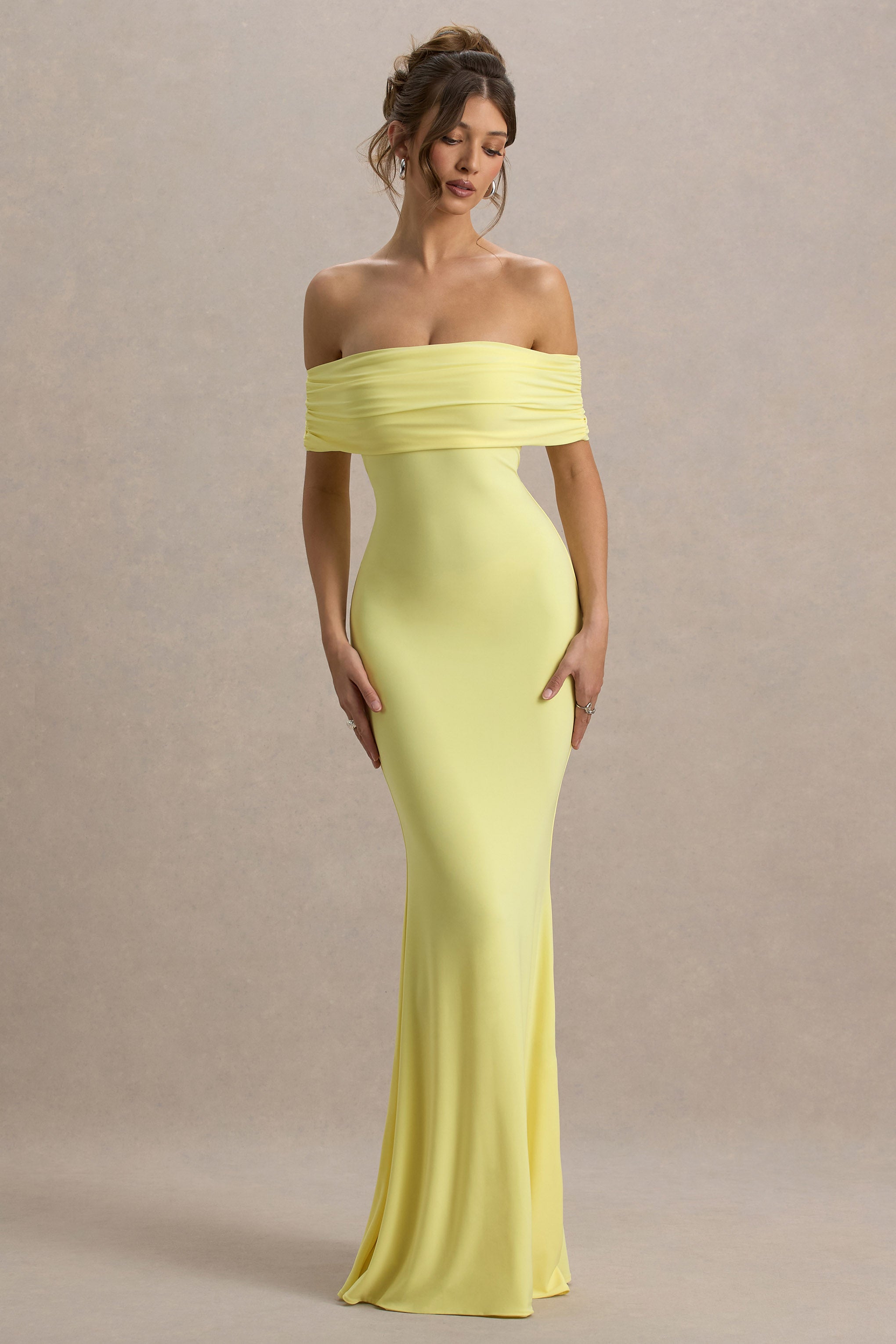 Cloe | Sarı Bardot Maxi Elbise