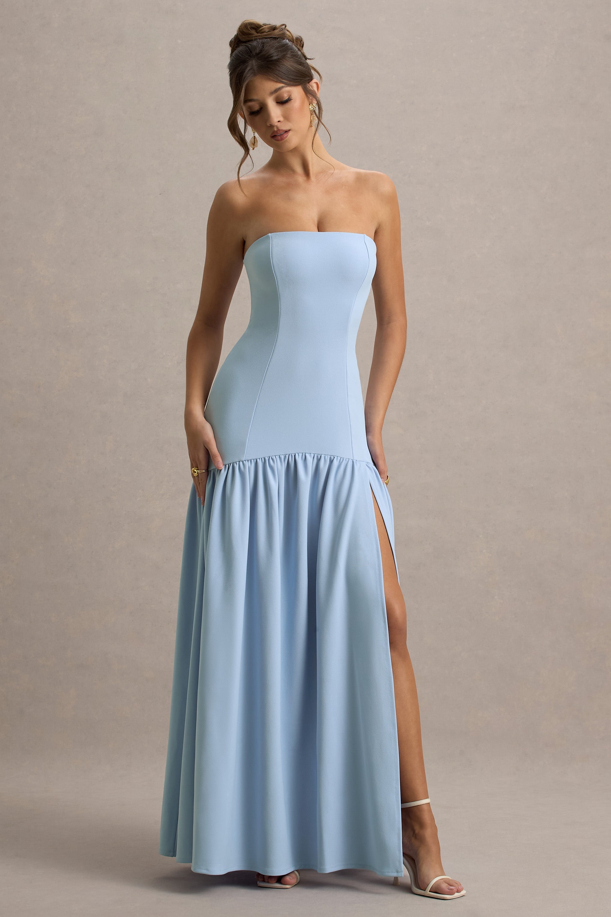 Penny | Toz Mavi Bandeau Düşük Bel Maxi Elbise