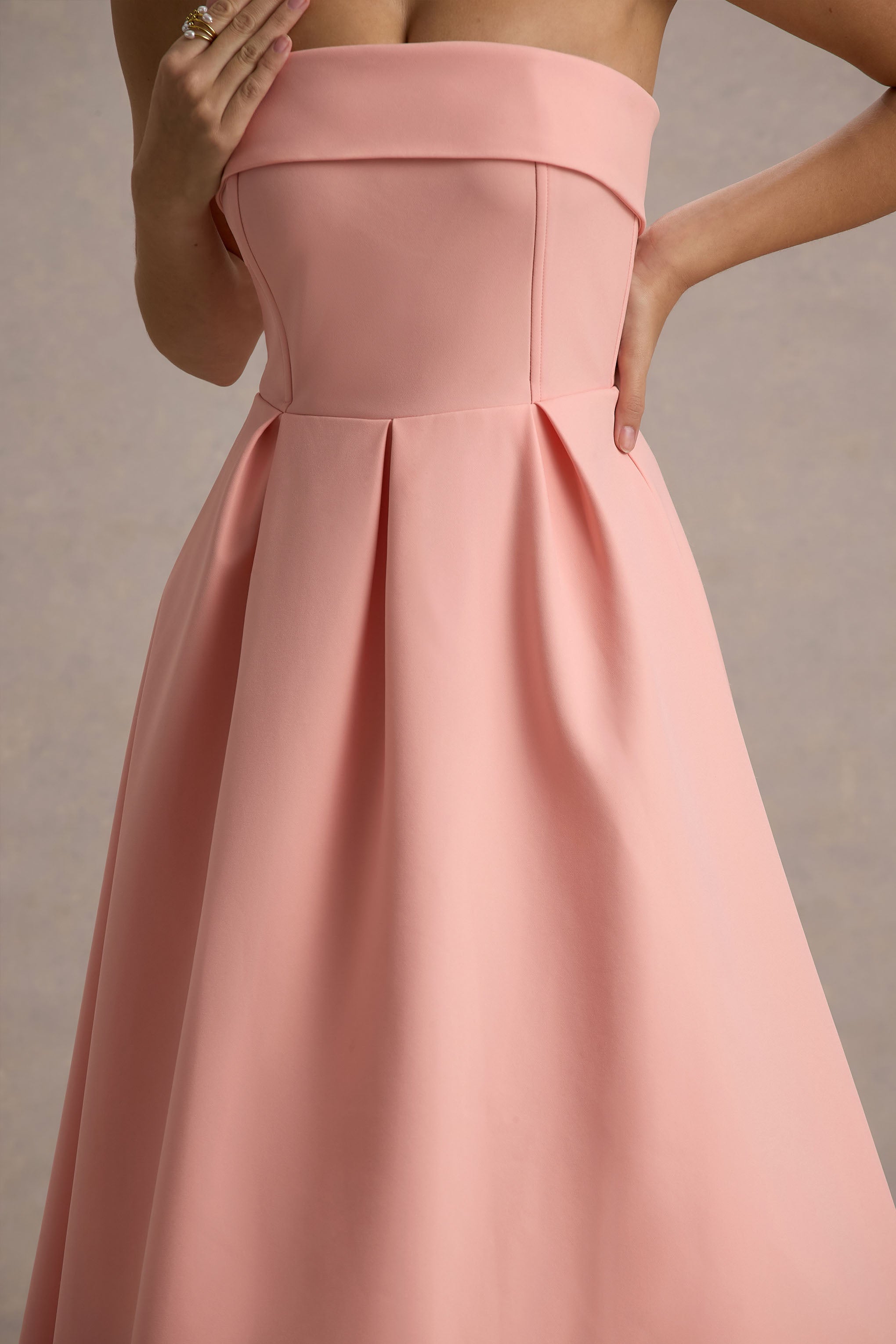Annalise | Pembe Bandeau Skater Midi Elbise