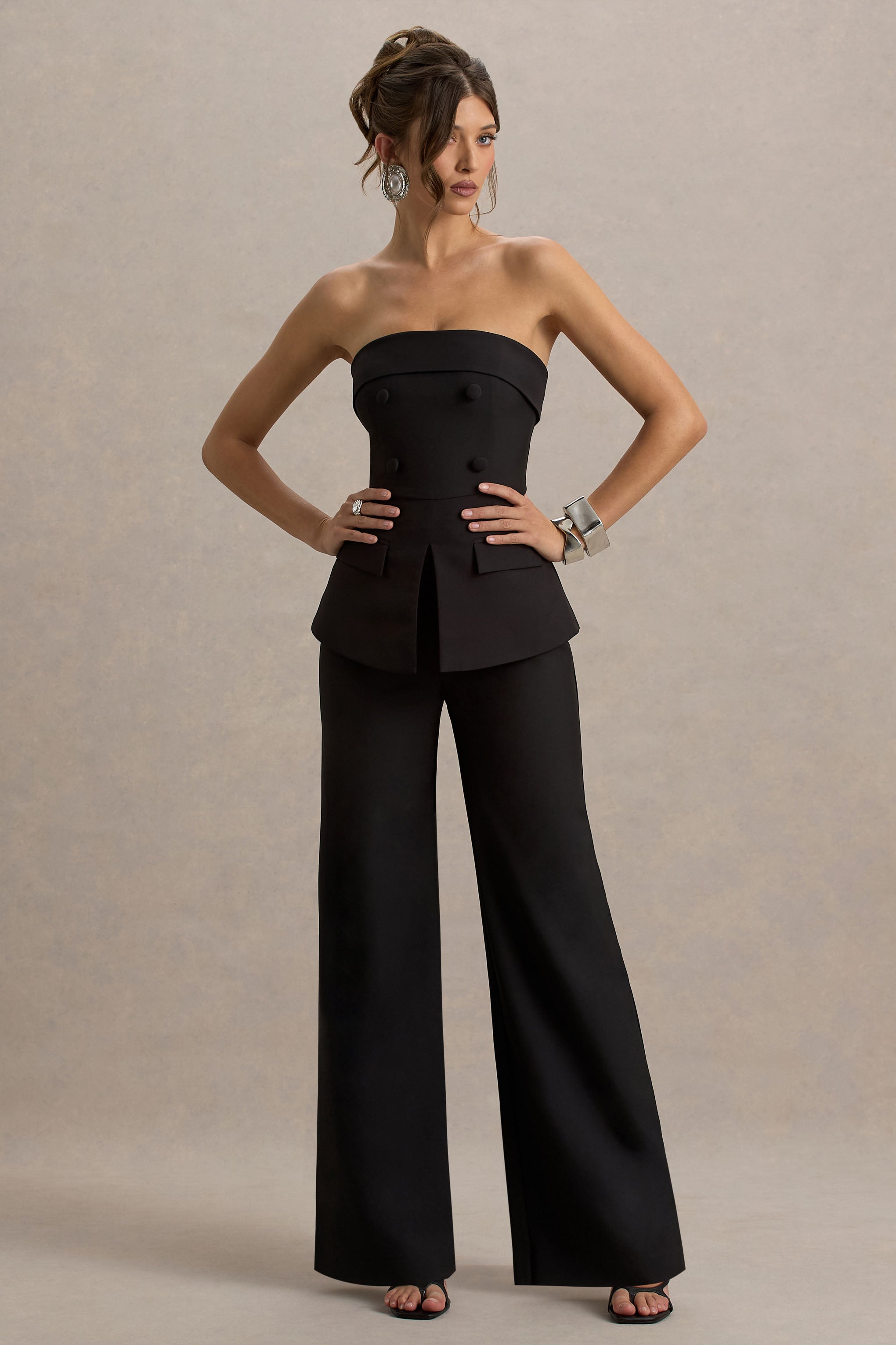 Noemi | Siyah Bandeau Kesim Jumpsuit
