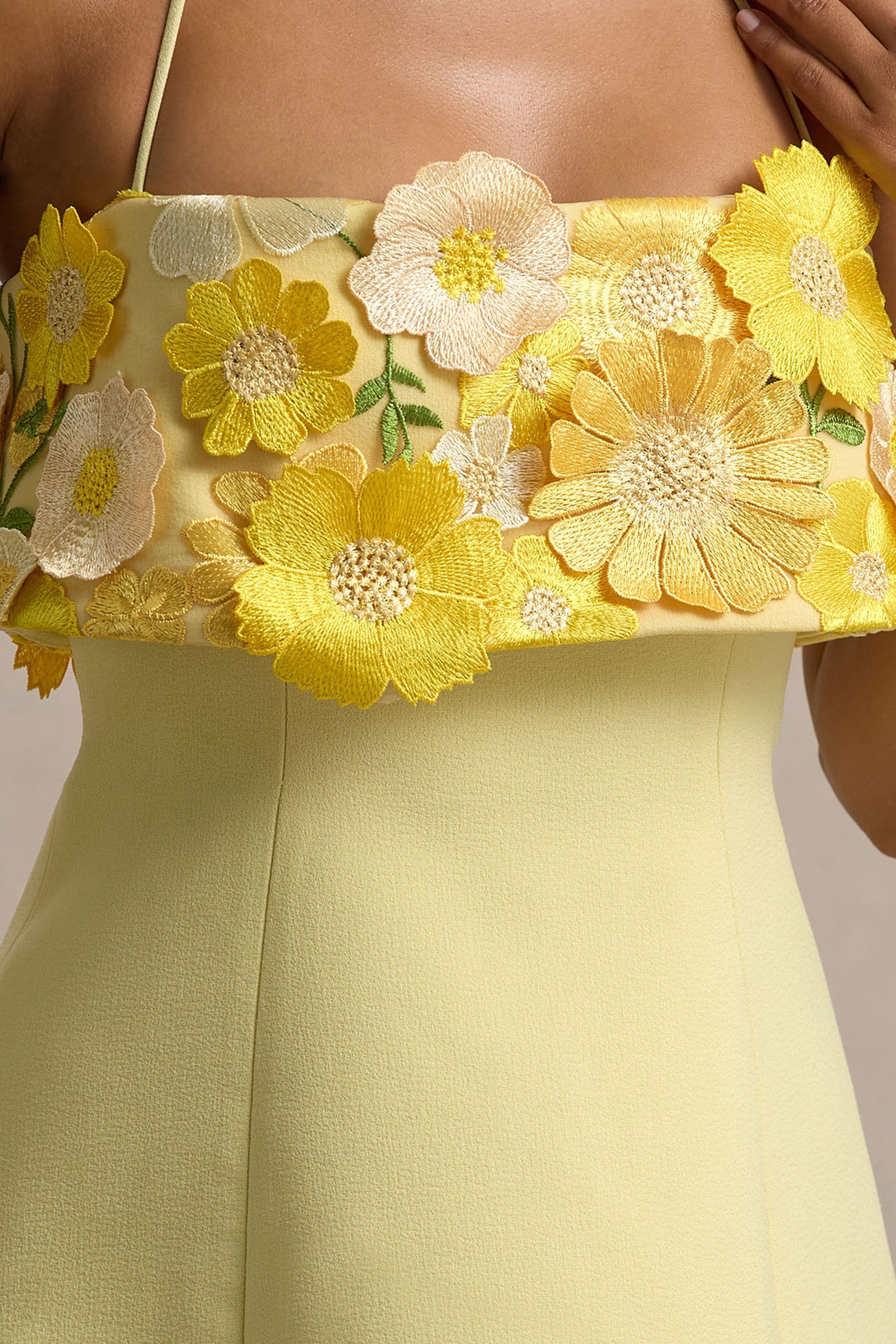 Shelley | Limon Çiçekli Bandeau Mikro Mini Elbise