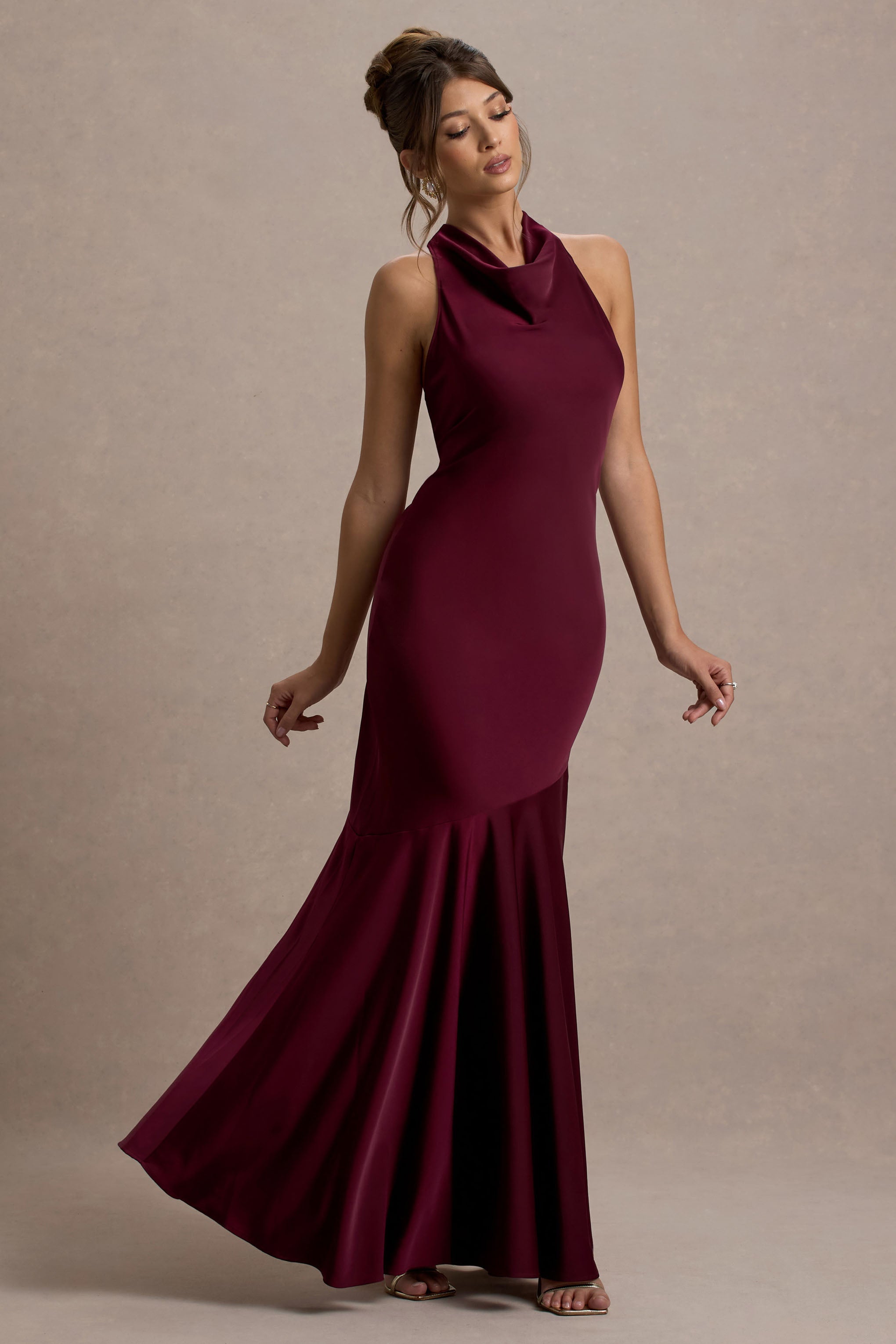 Amelita | Port Saten Kolları Sarkan Maxi Elbise
