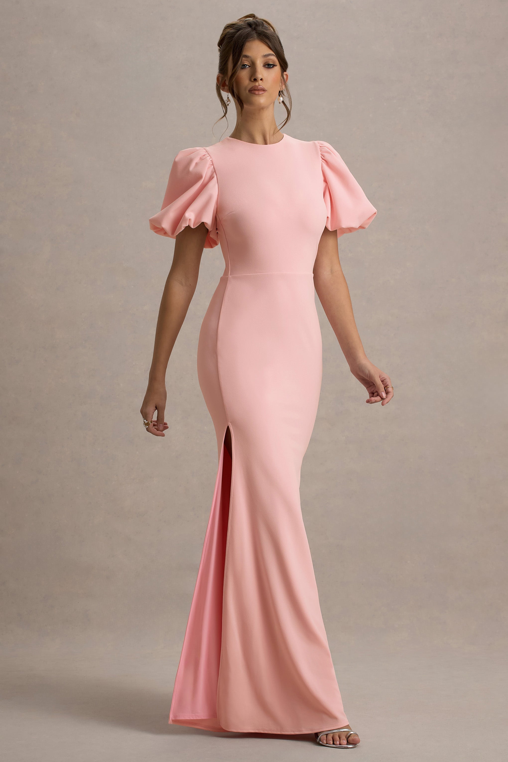 Aşk Mektupları | Pembe Kabarık Kol Maxi Elbise