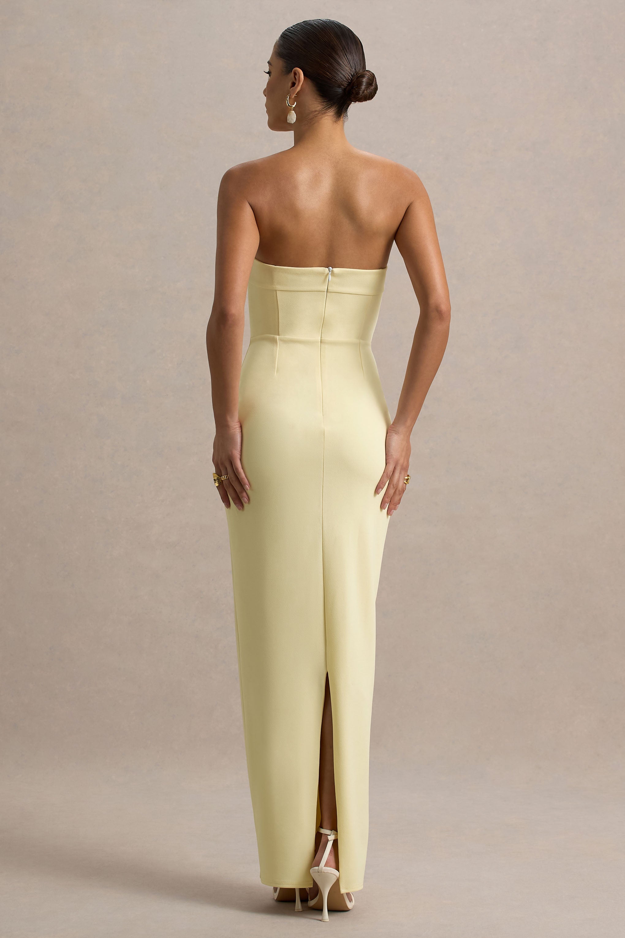 Hallie | Fiyonk Detaylı Limon Renk Maxi Elbise