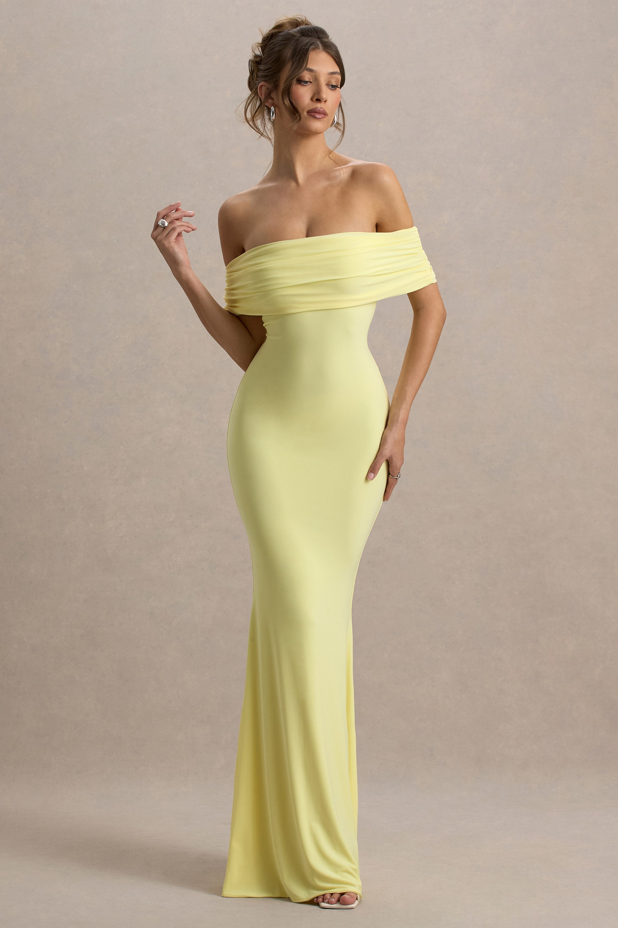 Cloe | Sarı Bardot Maxi Elbise