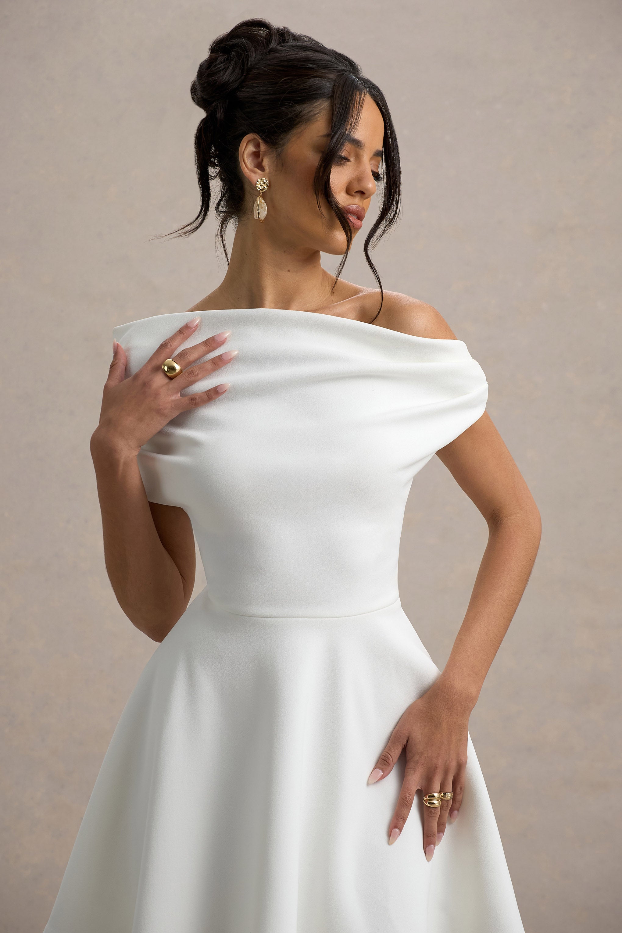 Agnes | Beyaz Tek Omuzlu Mini Elbise