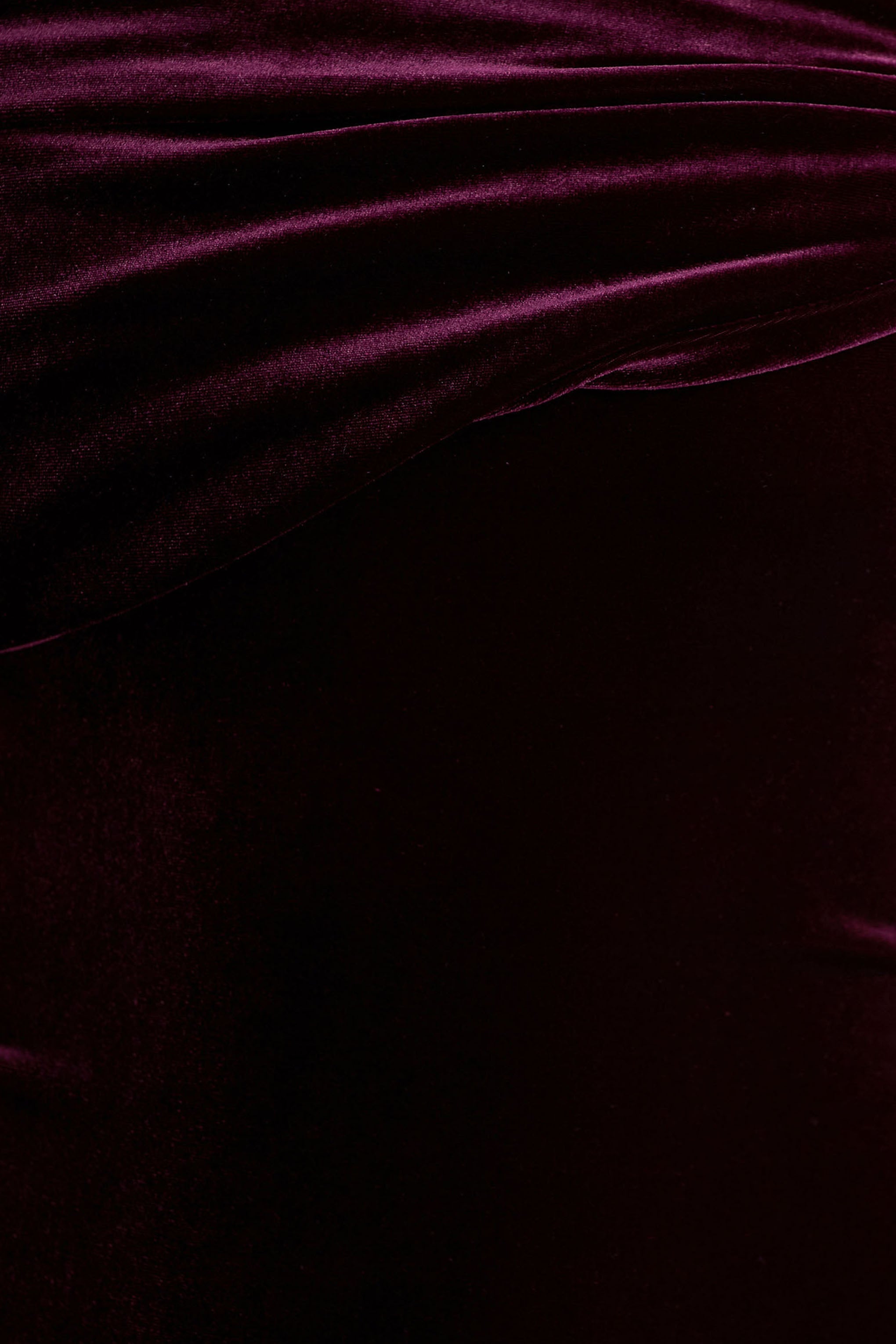 Billie | Bordo Kadife Bardot Yaka Midi Elbise Twist Kolu ile