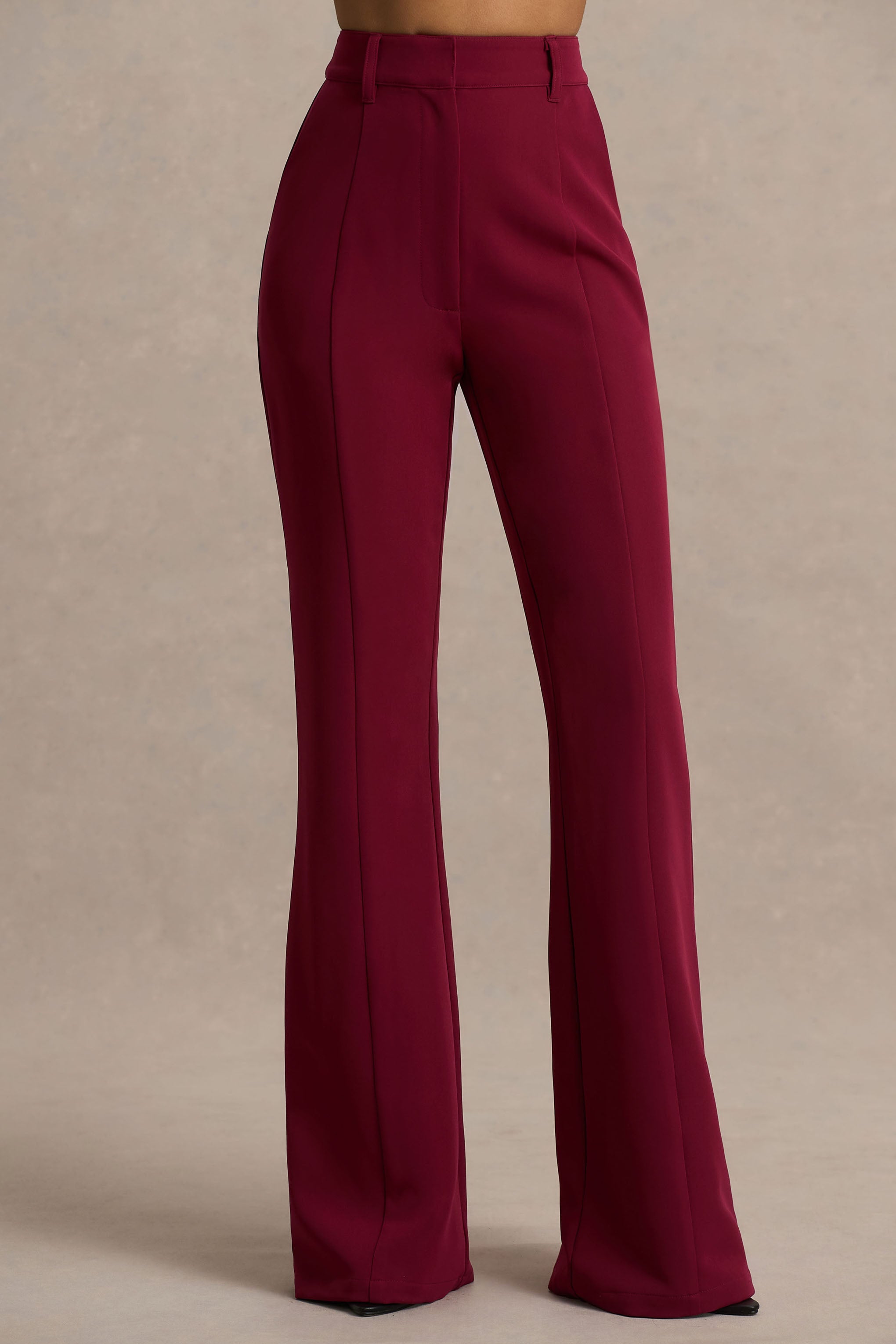 Carina | Bordo Geniş Paça Terzi Pantolonu