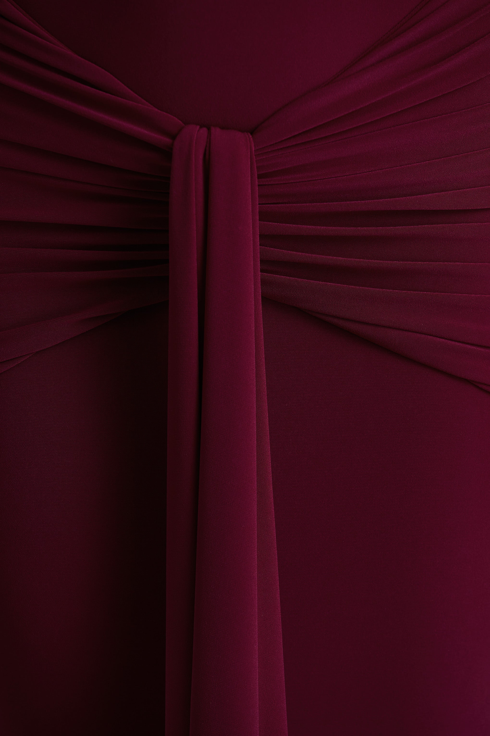 Hayal Edilen | K gathered ve Drape Detaylı Bordo Bardot Yaka Maxi Elbise