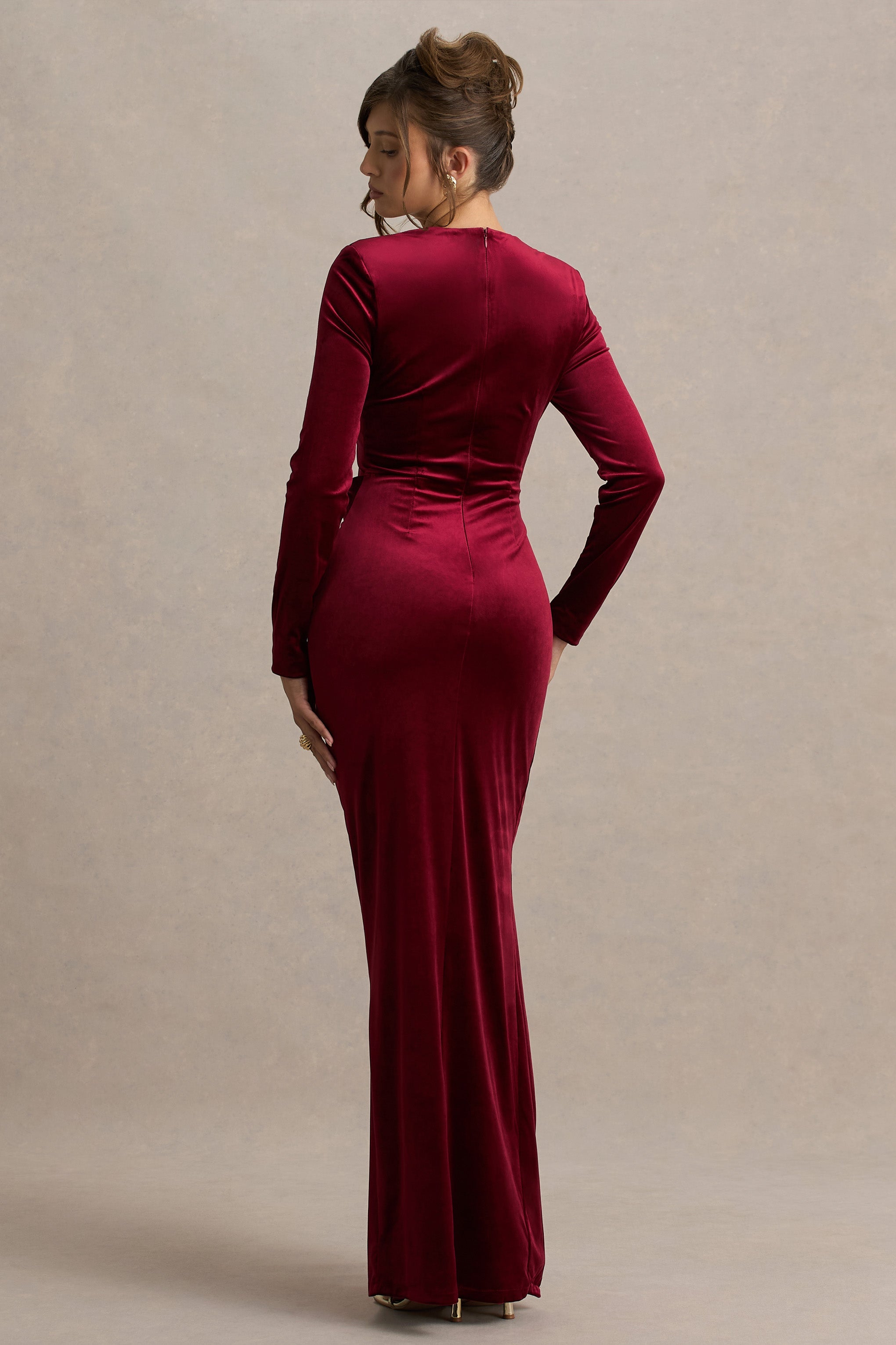 Fay | Berry Kadife Korsaj Stil Düğüm Maxi Elbise