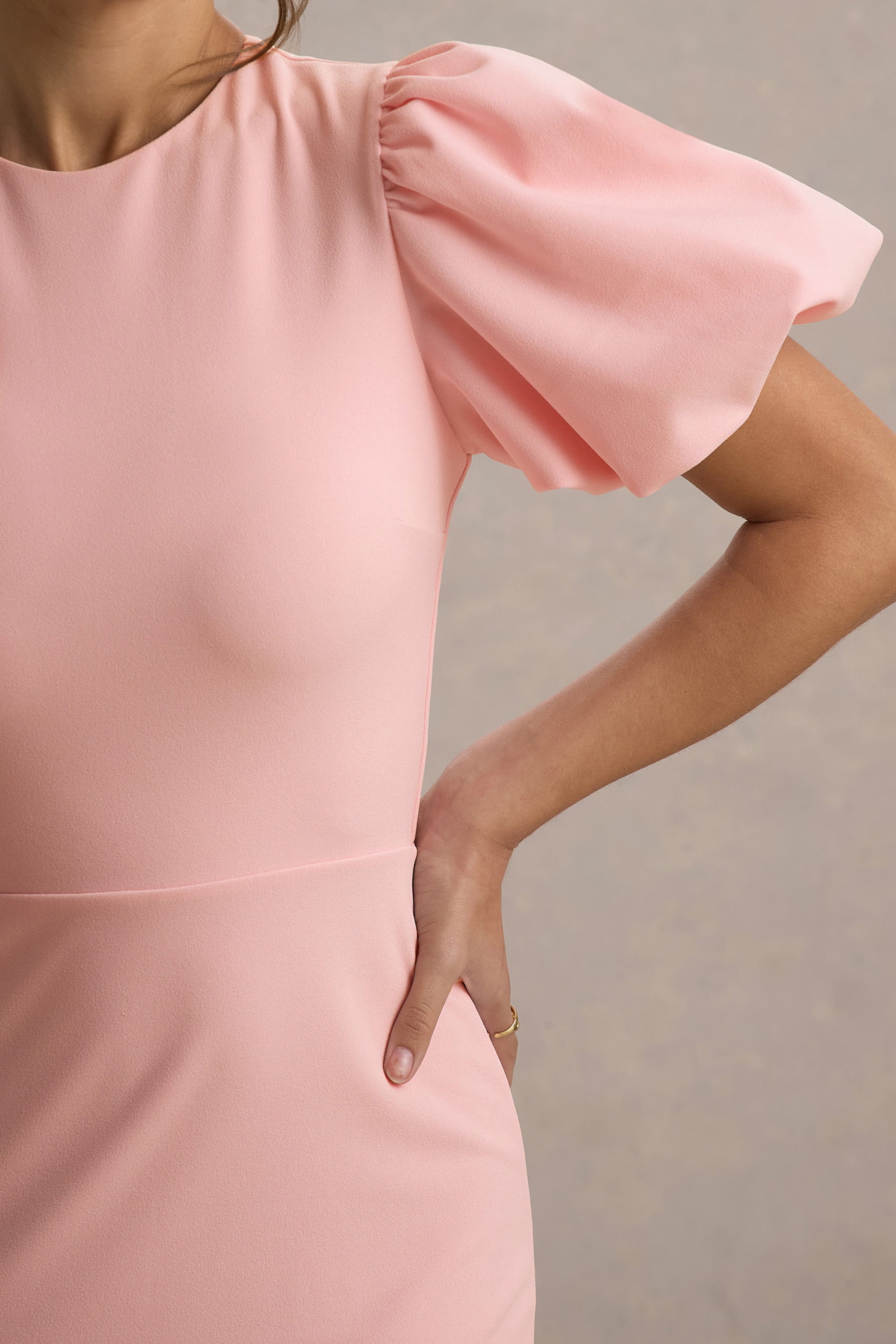 Aşk Mektupları | Pembe Kabarık Kol Maxi Elbise