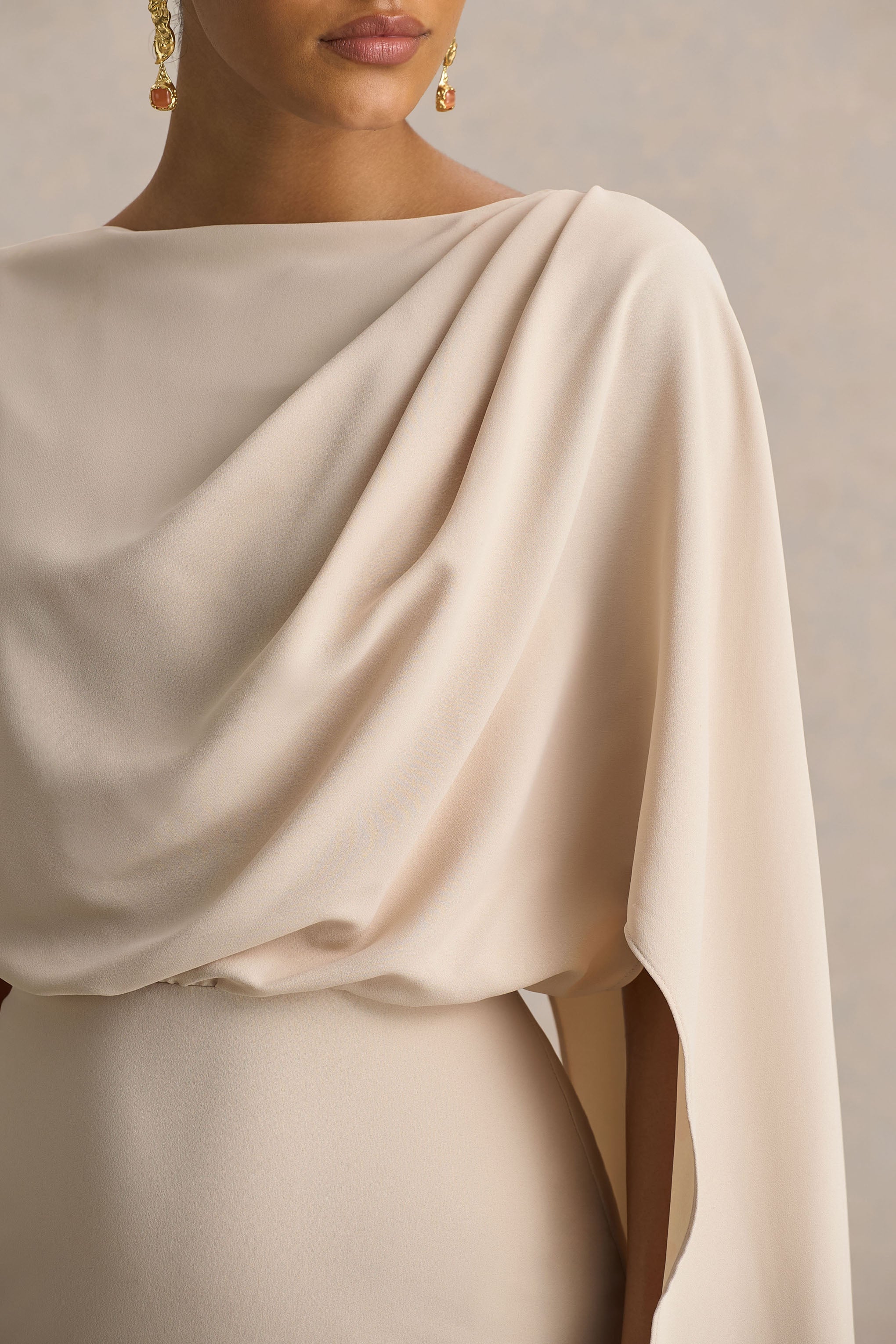 Pristina | Kumsal Rengi Kapağı Detaylı Woven Maxi Elbise
