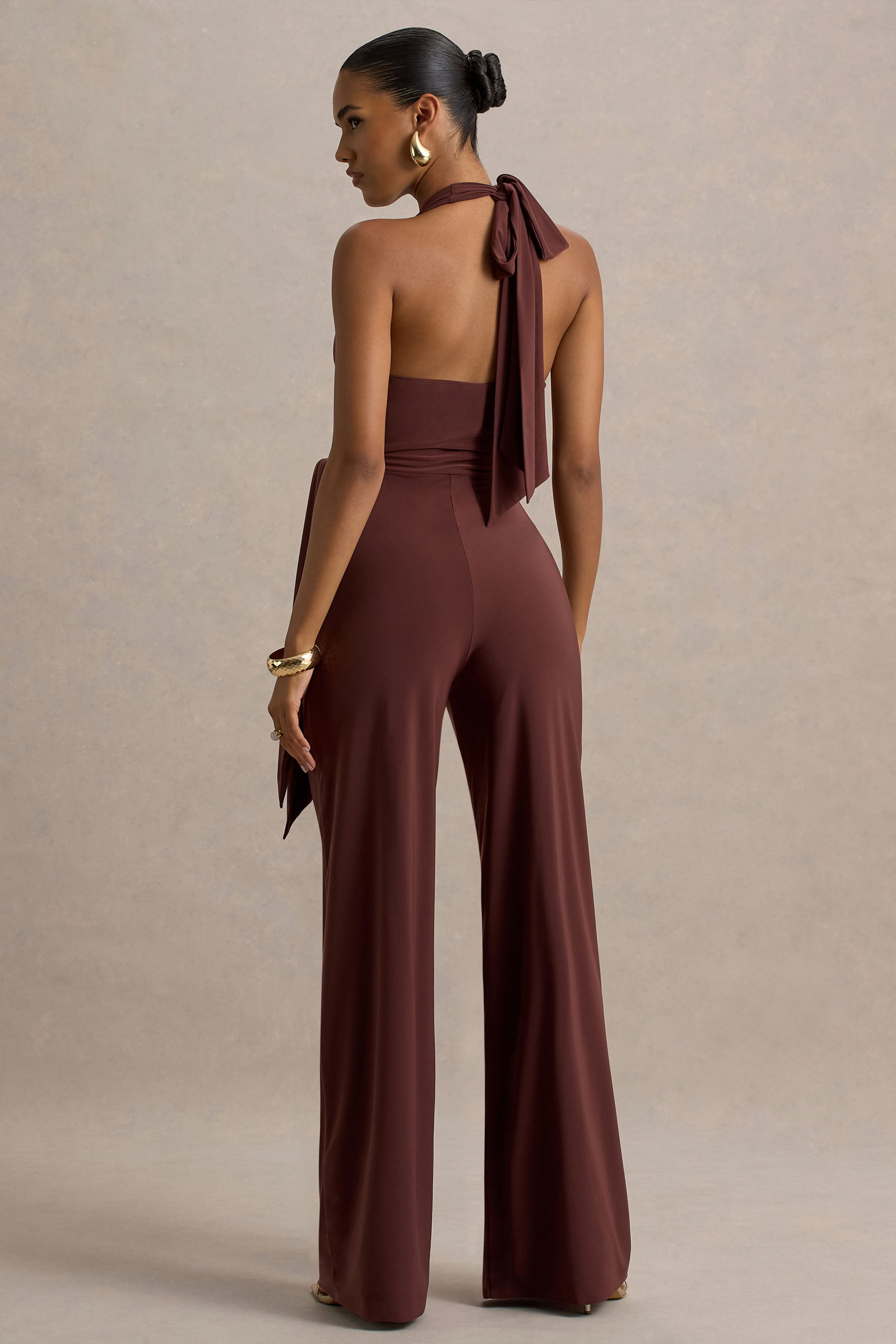 Marlais | Bağcıklı Bel Detaylı Çikolata Renkli Jumpsuit