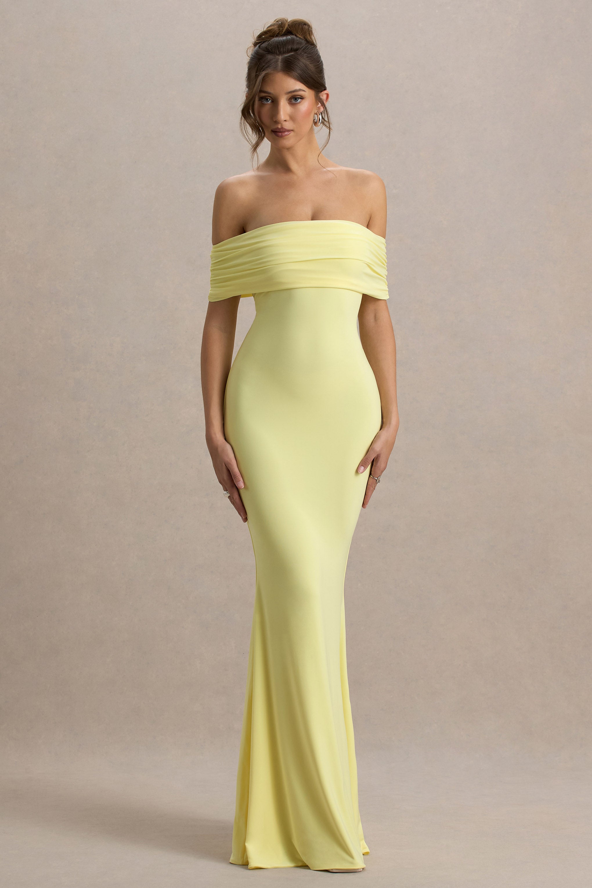 Cloe | Sarı Bardot Maxi Elbise