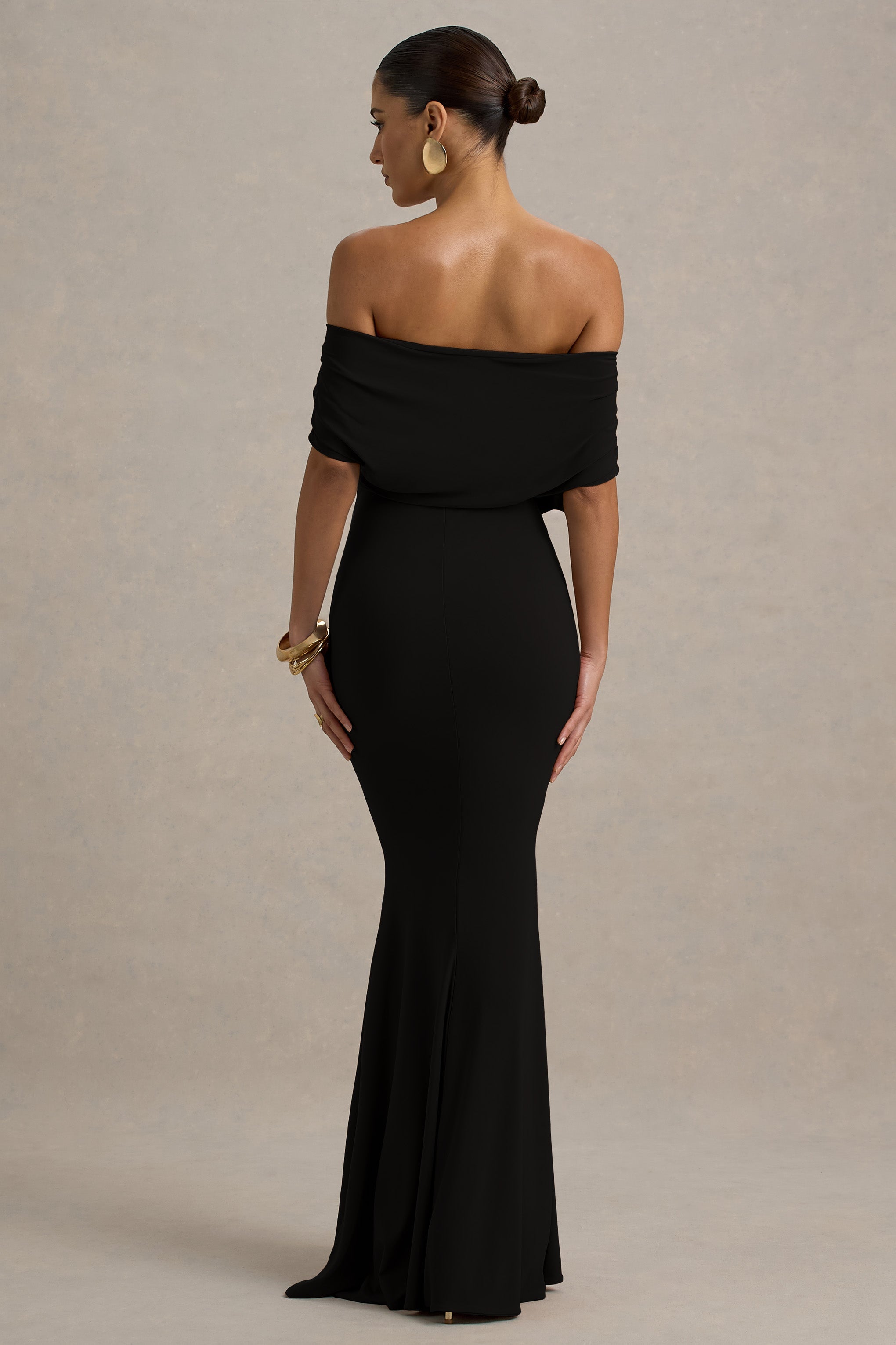 Bowden | Siyah Bardot Maxi Elbise