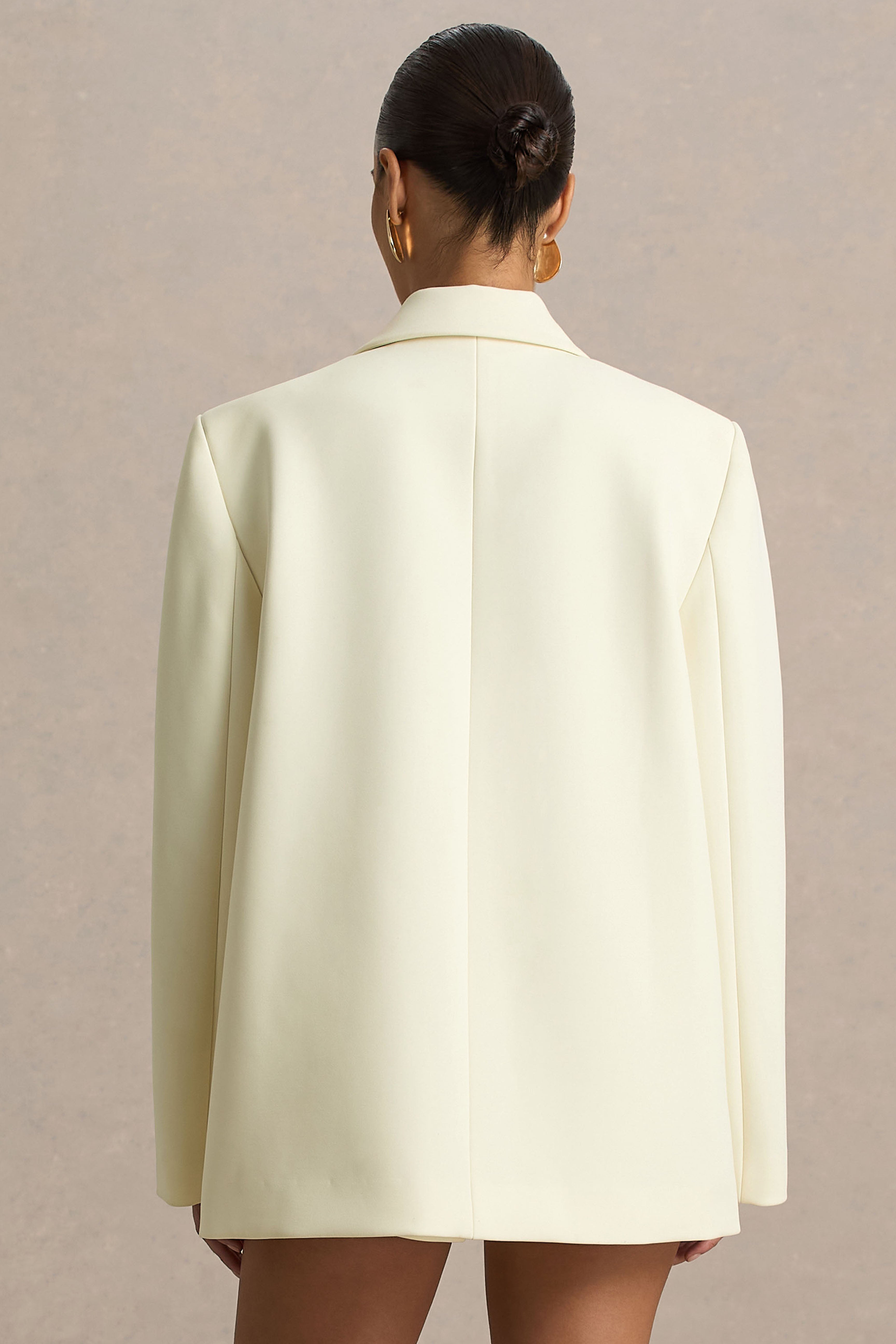 Katherine | Krema Düşük Yaka Klasik Blazer