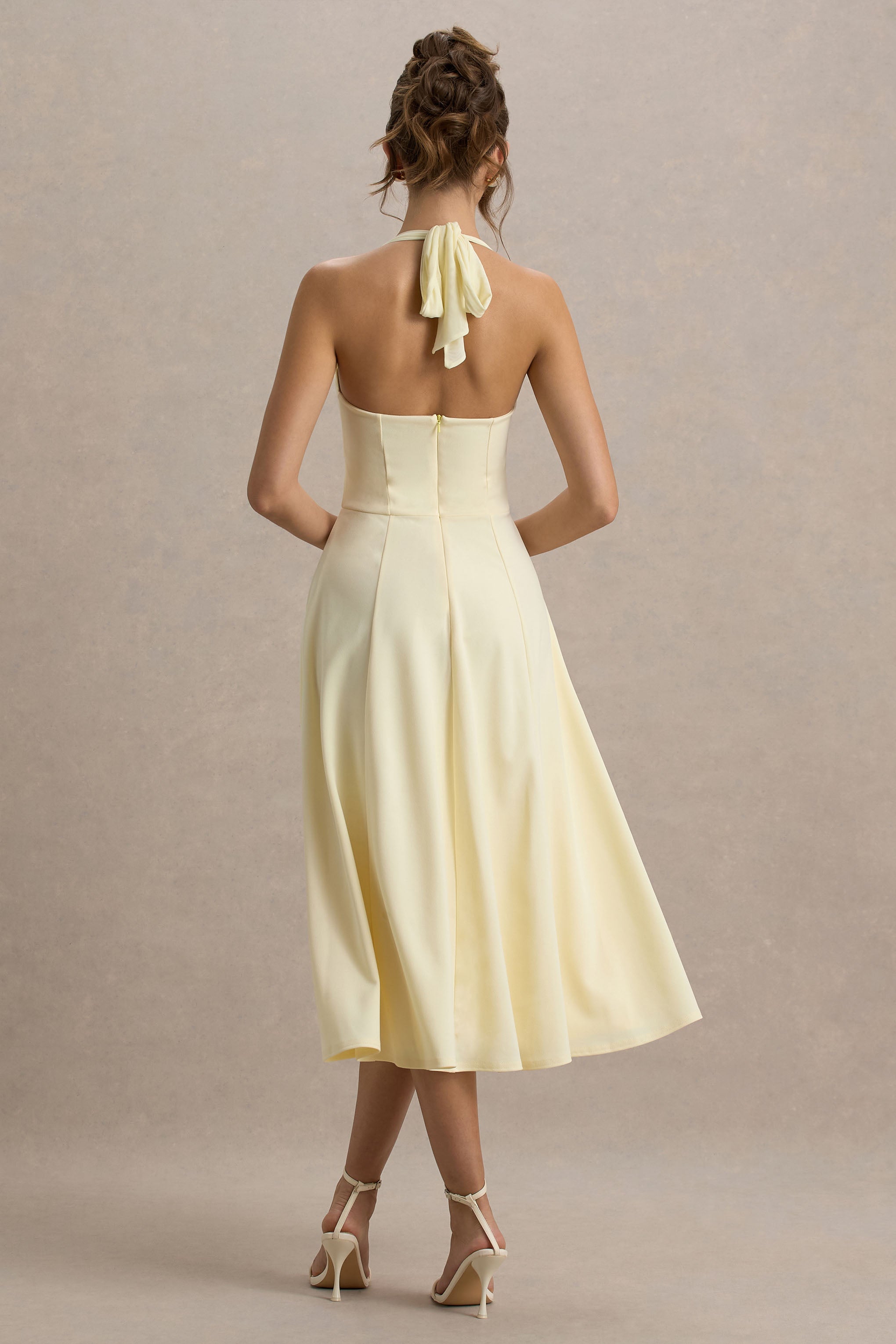 Auburn | Soluk Limon Halter Yaka Midi Elbise