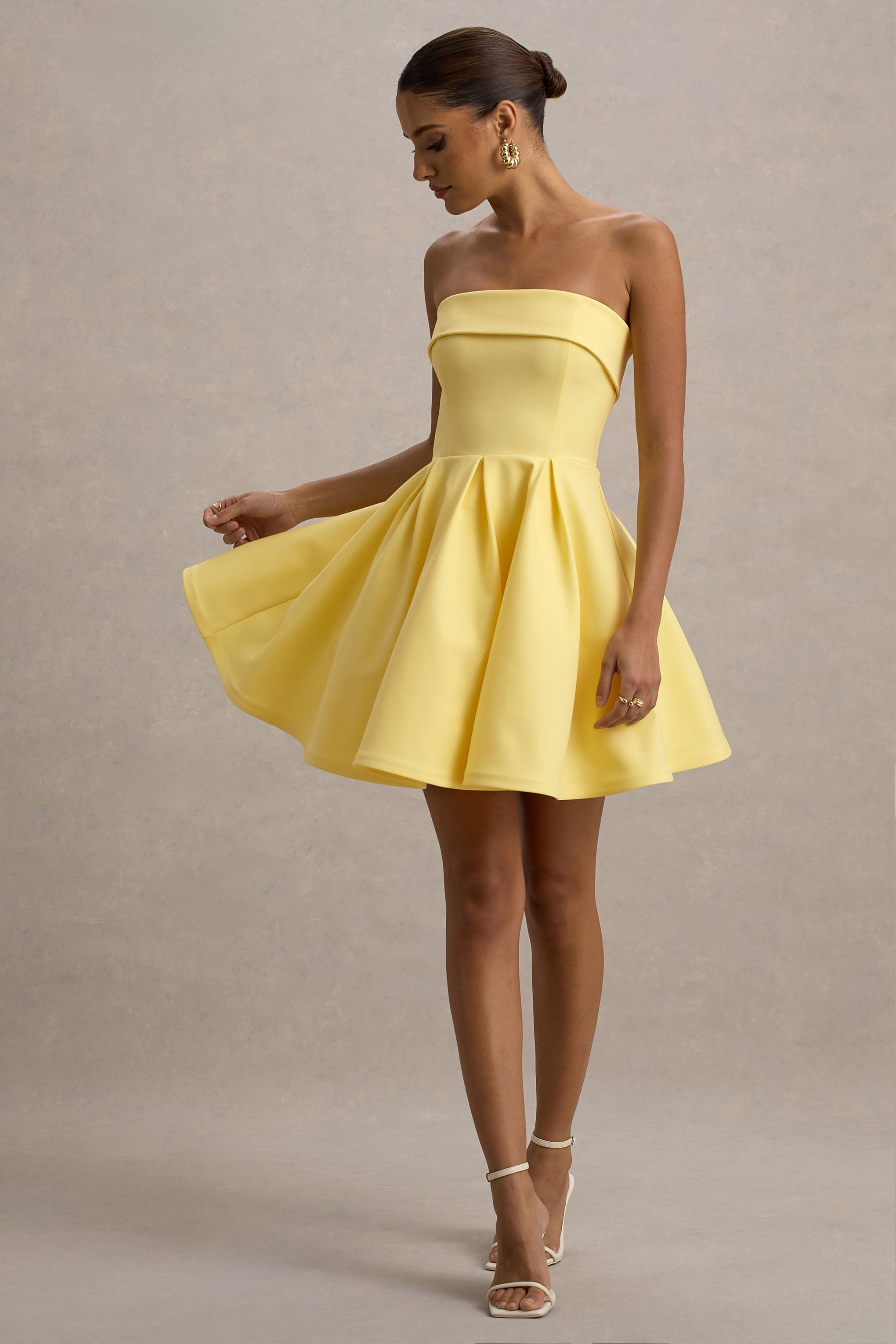 Bruna | Limon Bandeau Kayık Elbise