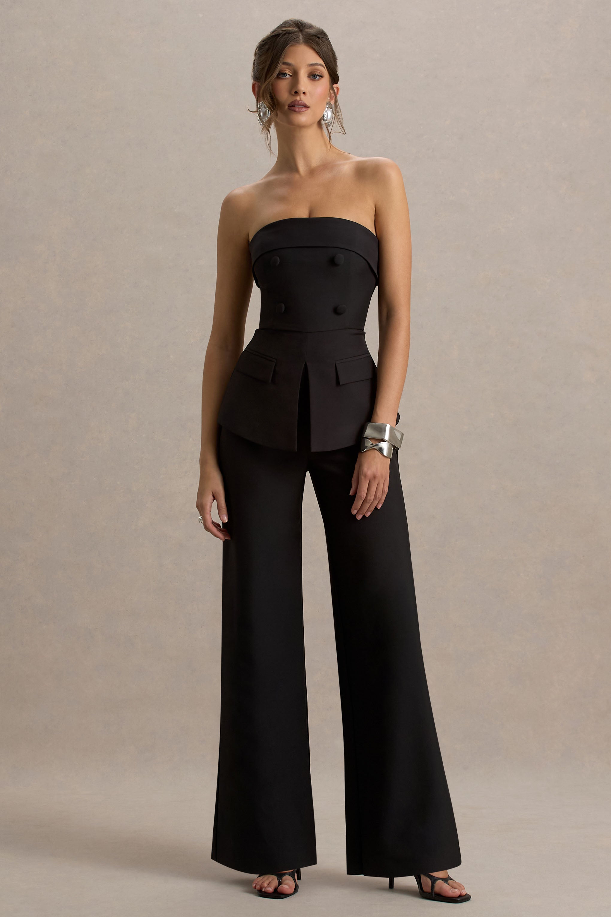 Noemi | Siyah Bandeau Kesim Jumpsuit