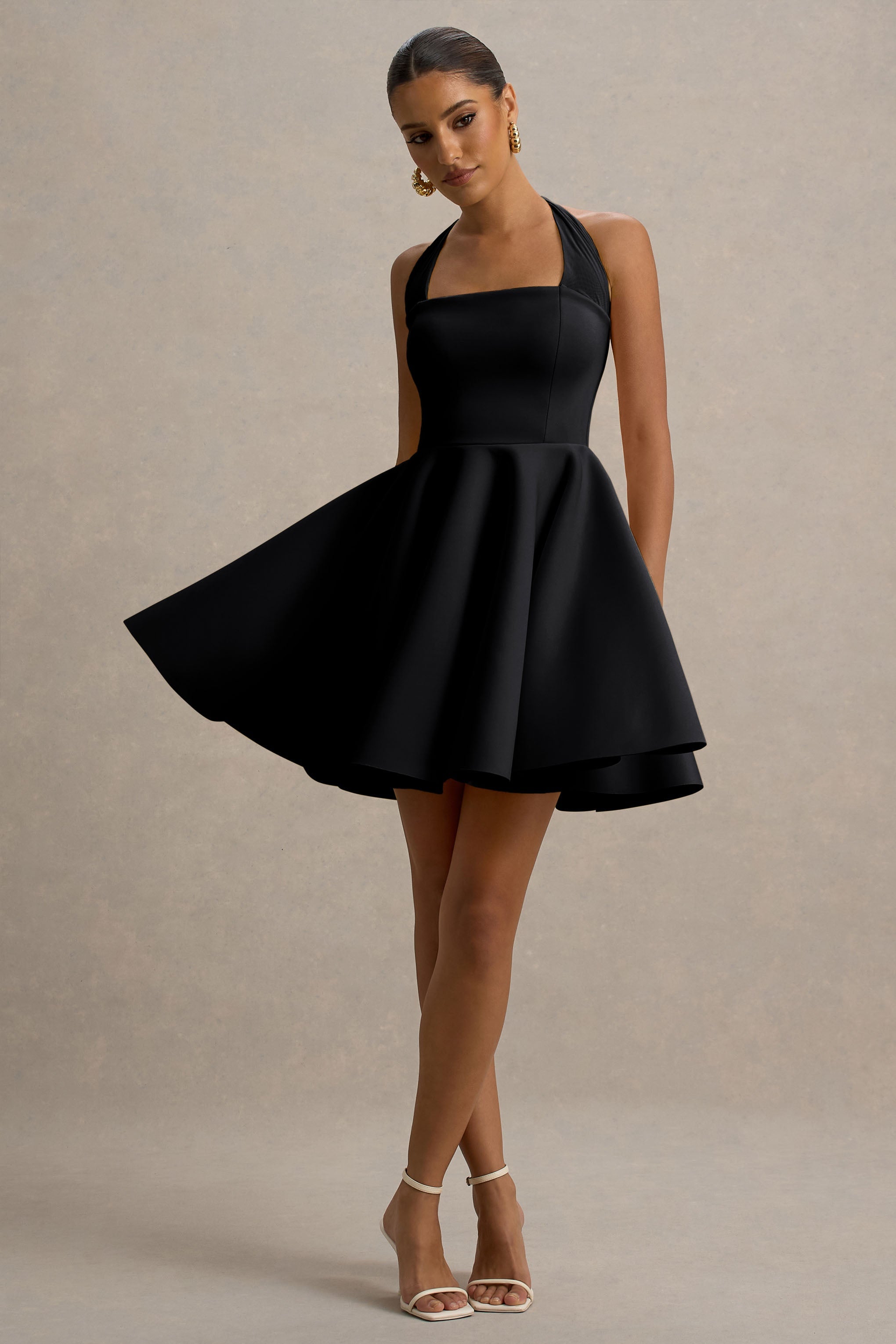 Peggy | Siyah Halter Yaka Mini Elbise