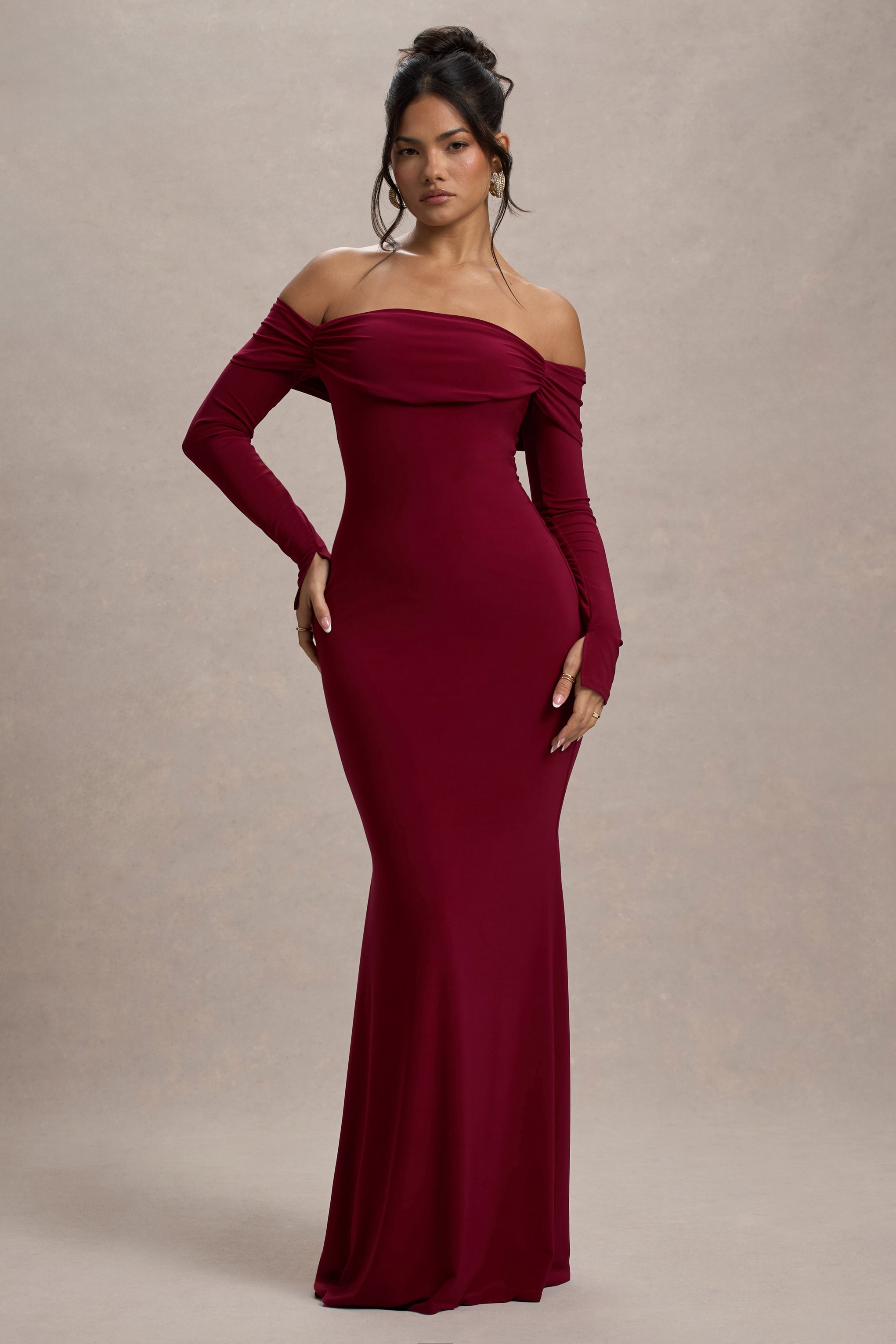 Amaia | Berry Bardot Uzun Kollu Maxi Elbise